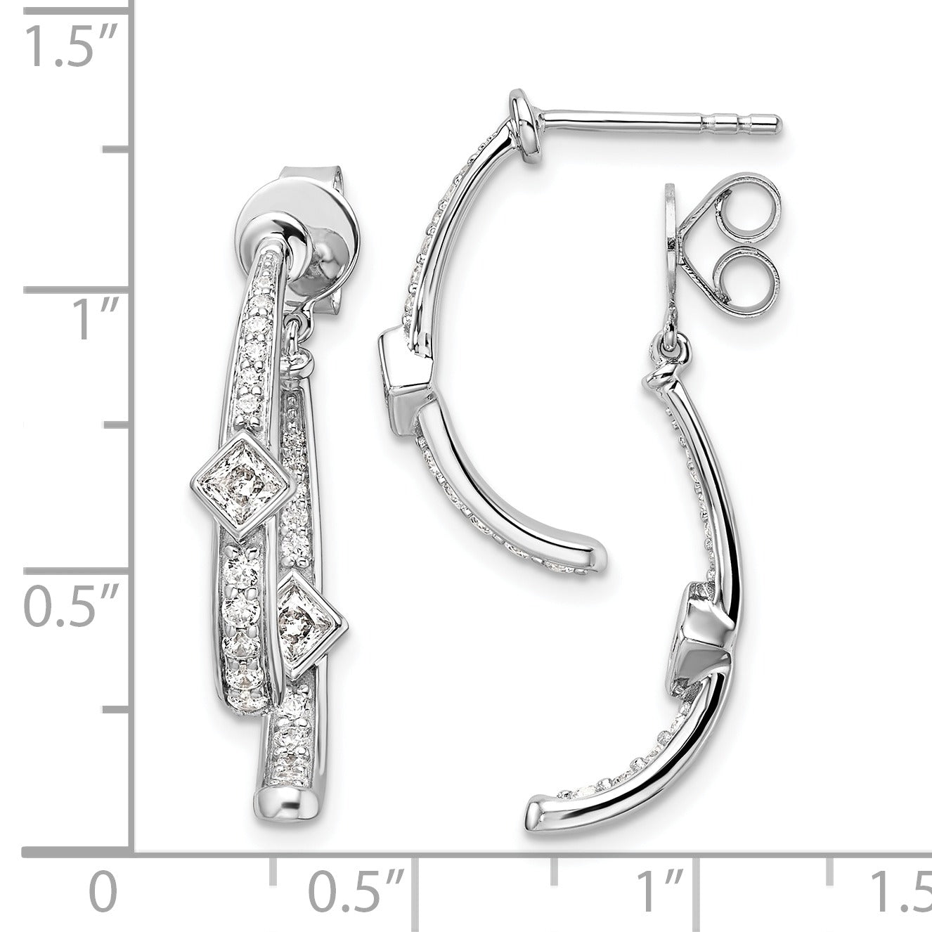 14k White Gold Lab Grown Diamond Dangle Post Earrings