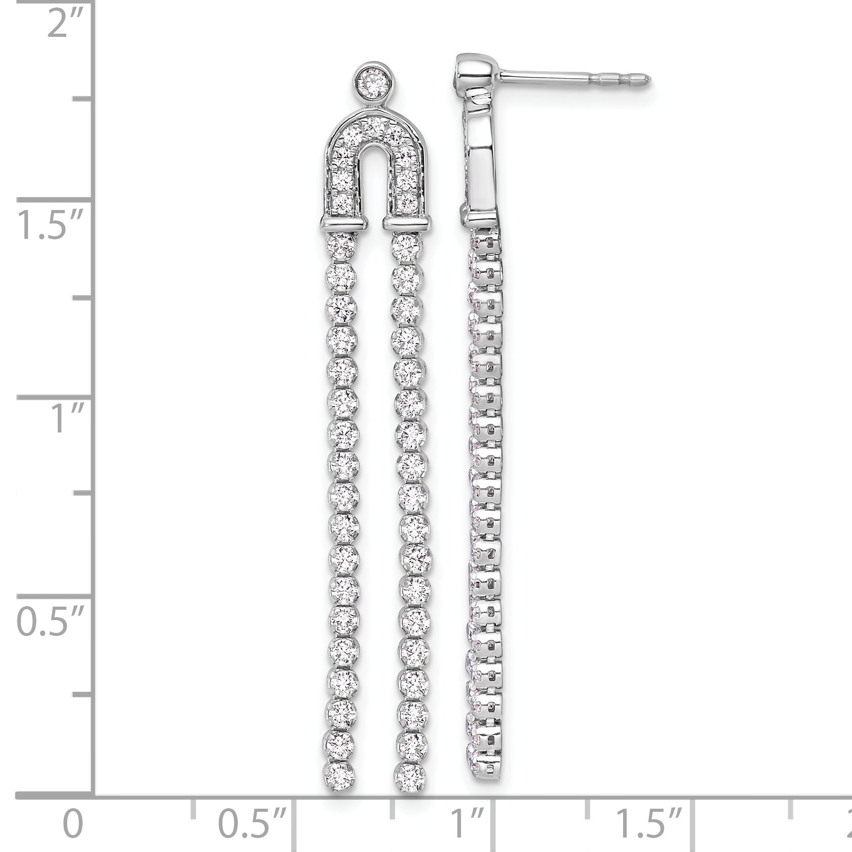 14k White Gold 2 carat Lab Grown Diamond Dangle Earrings
