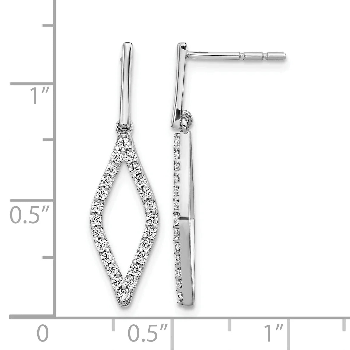 14k White Gold 1/2 carat Lab Grown Diamond Fashion Dangle Post Earrings - Fine Diamond