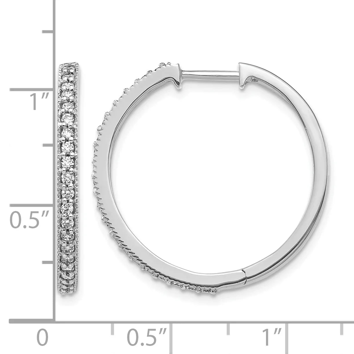 14k Gold Lab Grown Diamond Round Hinged Hoop Earrings - Fine Diamond