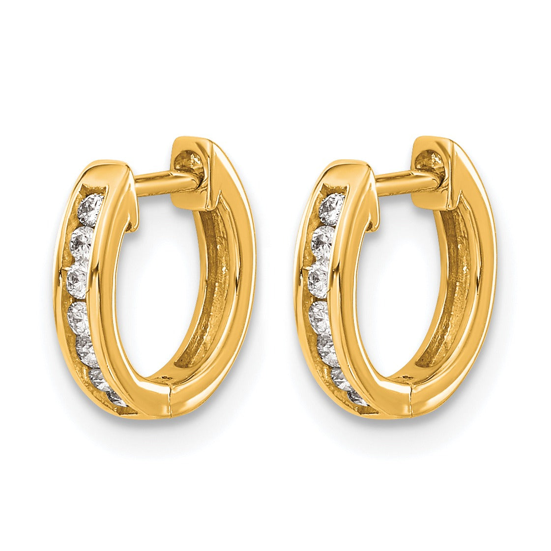 Lab Grown Diamond Hinged Hoop 14k Gold Earrings 0.125 Ct