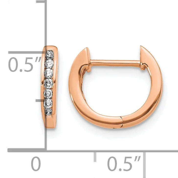 14K Gold Lab Grown Round Diamond Hinged Hoop Earrings - Fine Diamond