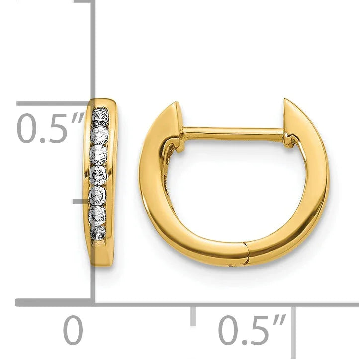 14K Gold Lab Grown Round Diamond Hinged Hoop Earrings - Fine Diamond