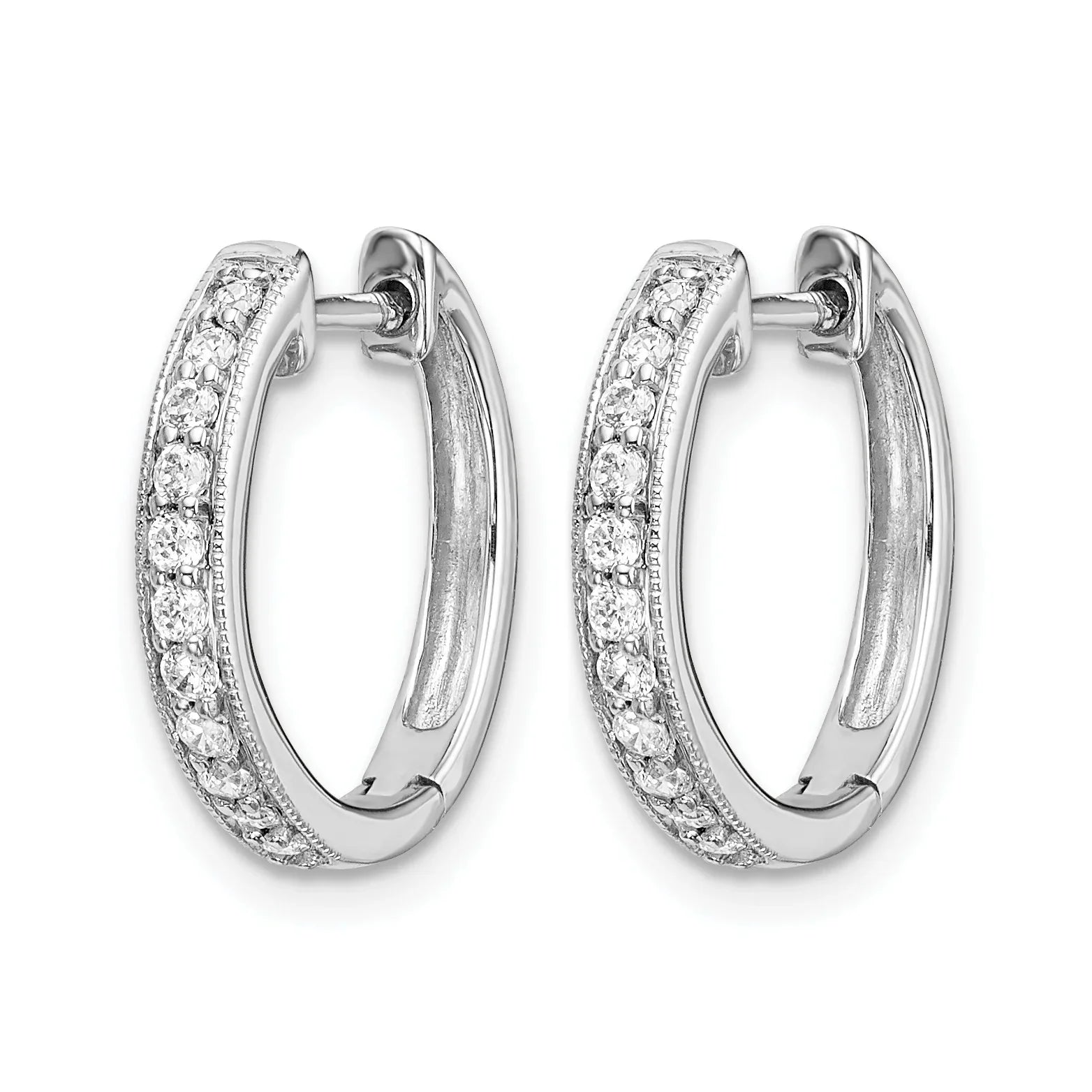 Lab Grown Diamond Hinged Hoop Earrings 14k White Gold - Fine Diamond