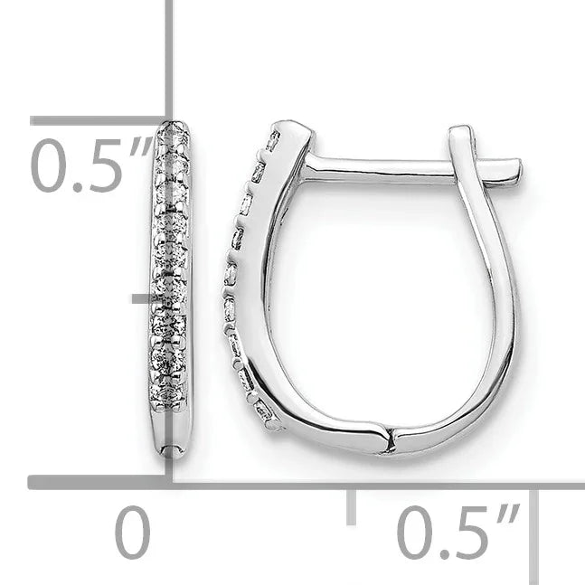 14K White Gold Lab Grown Diamond Hinged Hoop Earrings - Fine Diamond