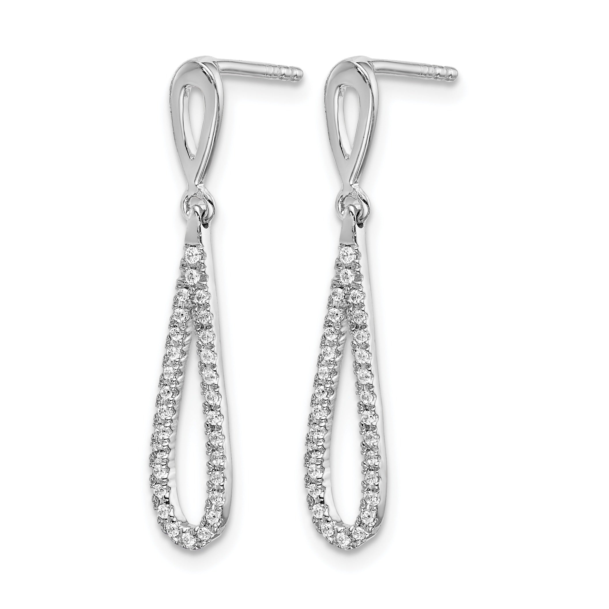 14k White Gold Lab Grown Diamond Teardrop Dangle Post Earrings