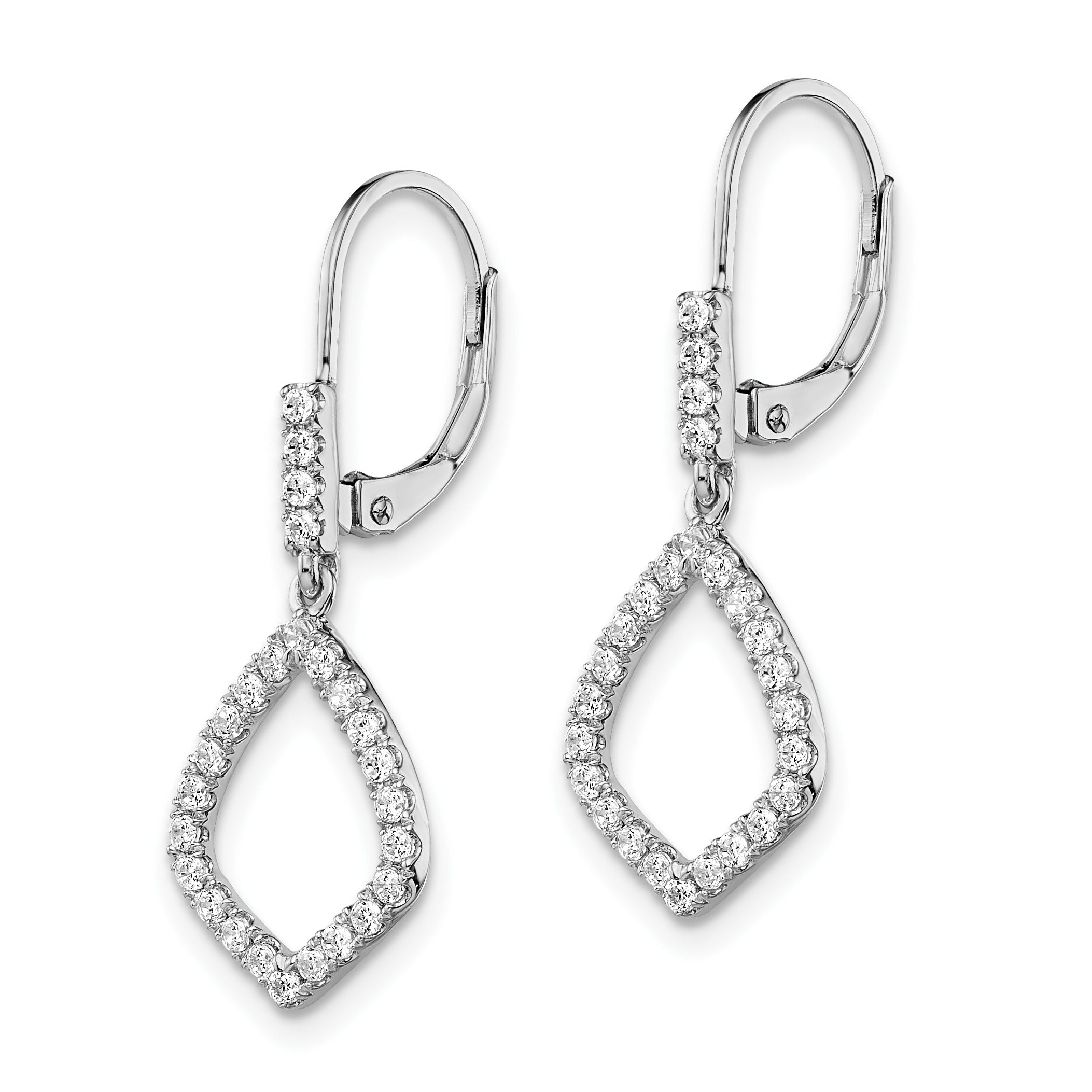 14k White Gold Lab Diamond Fashion Dangle Leverback Earrings