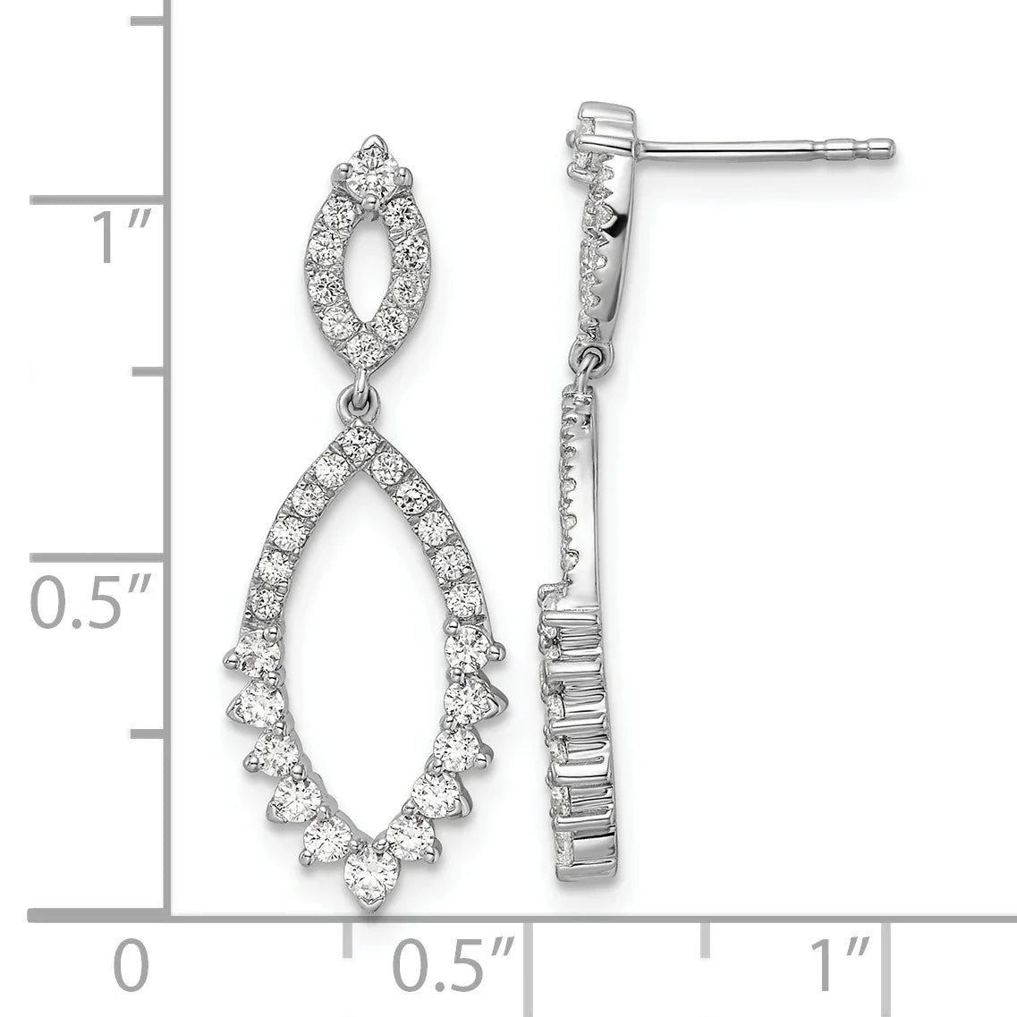 14k White Gold Lab Diamond Fashion Dangle Post Earrings - Fine Diamond