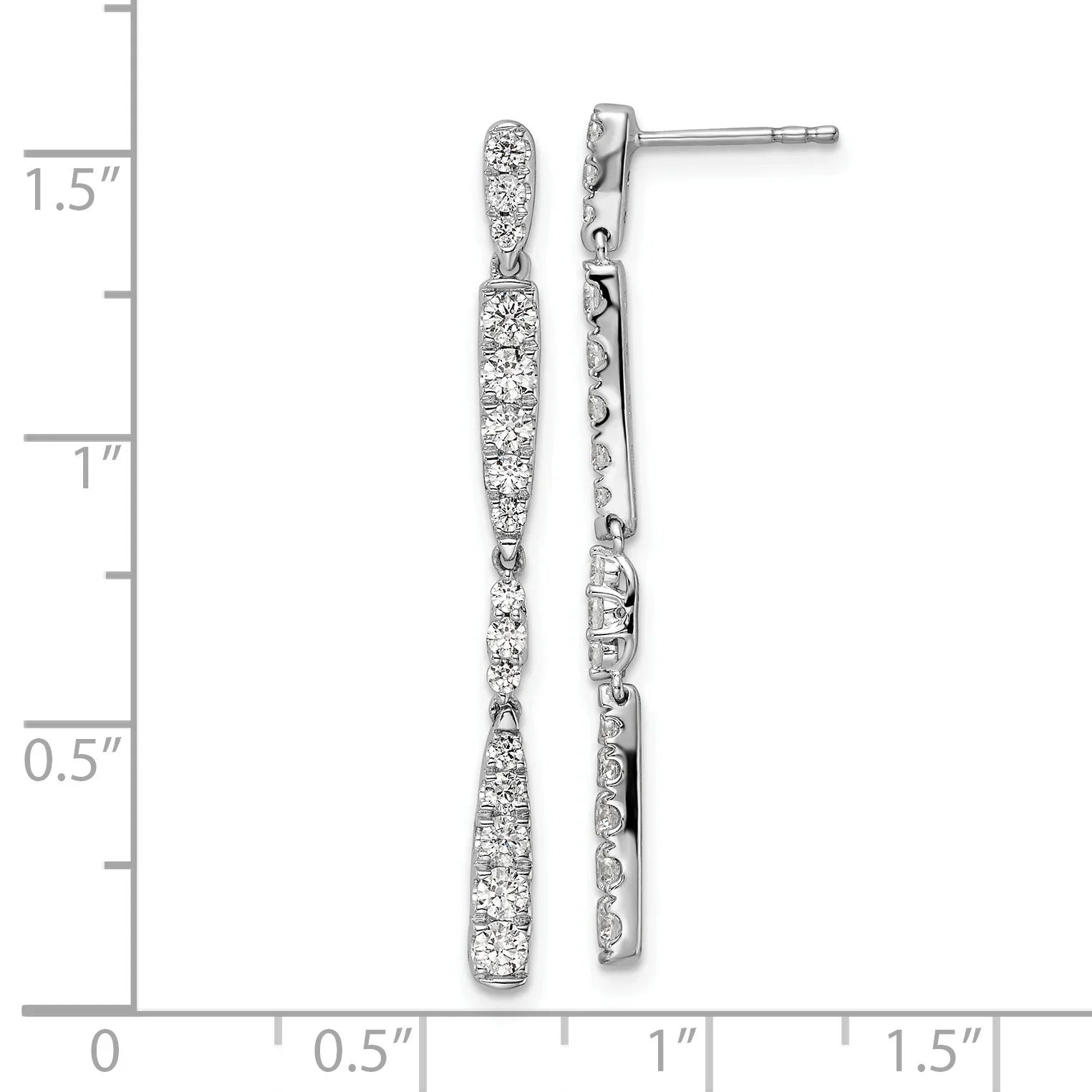 14k White Gold 1 carat Lab Grown Diamond Dangle Post Earrings - Fine Diamond
