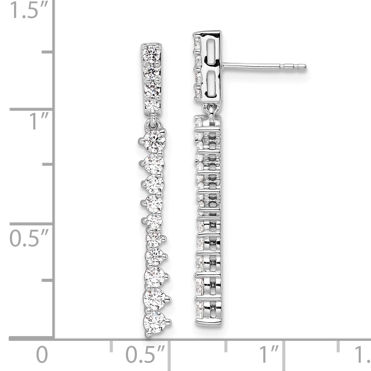 14k White Gold 1 Carat Lab Grown Diamond Dangle Post Earrings
