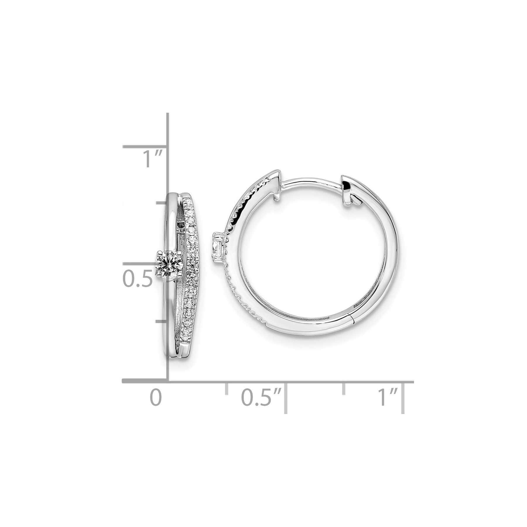 14k White Gold Lab Grown Diamond Hinged Hoop Earrings