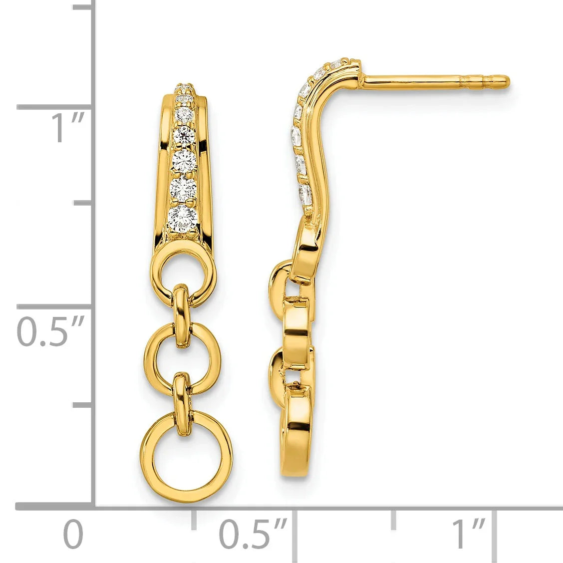 14k 1/8 carat Lab Grown Diamond Post Dangle Earrings - Fine Diamond