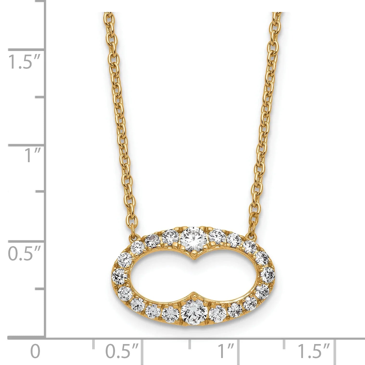 14k Lab Grown Diamond Fancy Oval Bar Necklace - Fine Diamond