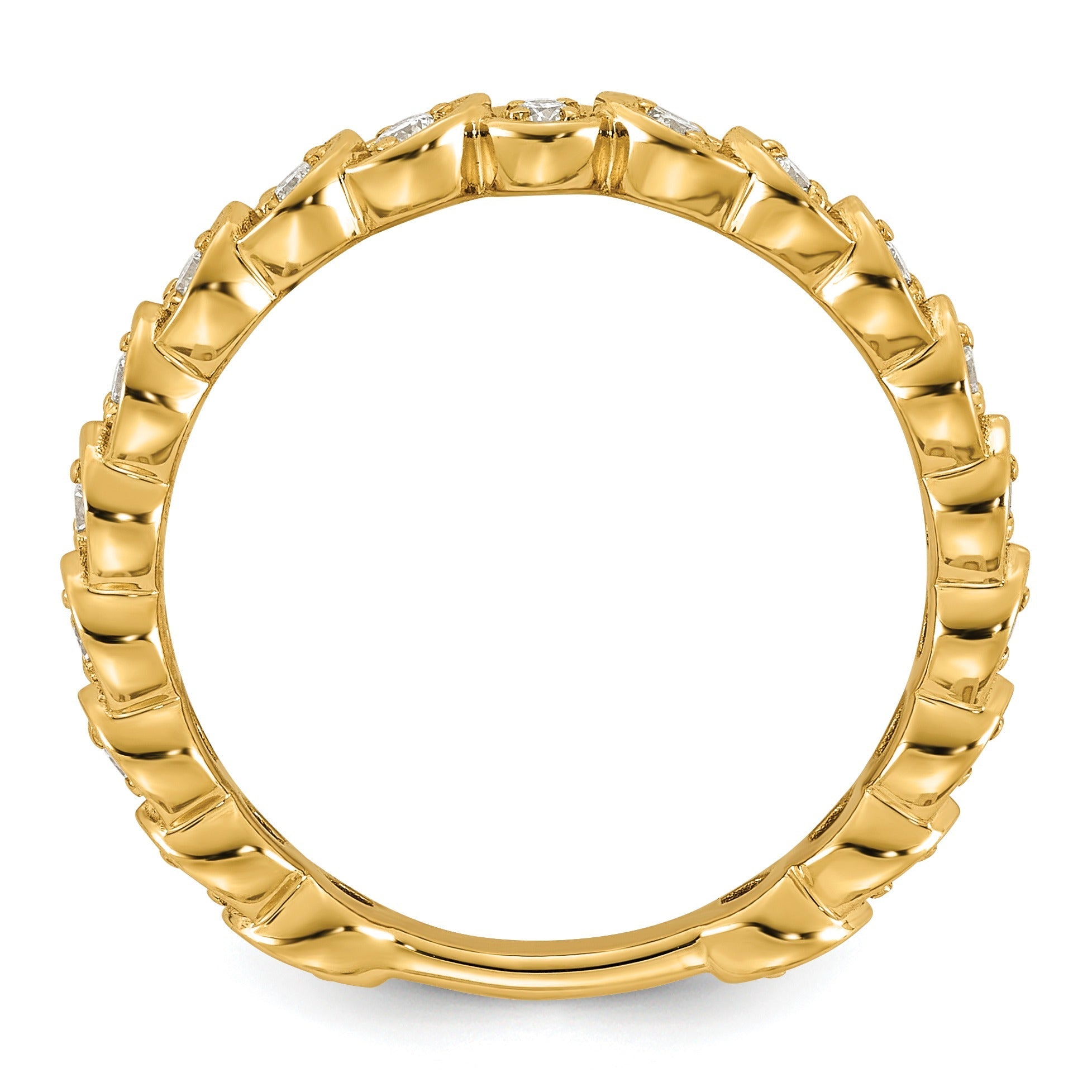 0.25 Ct Round Lab Grown Diamond Bezel 14K Yellow Gold Wedding Enhancer Band