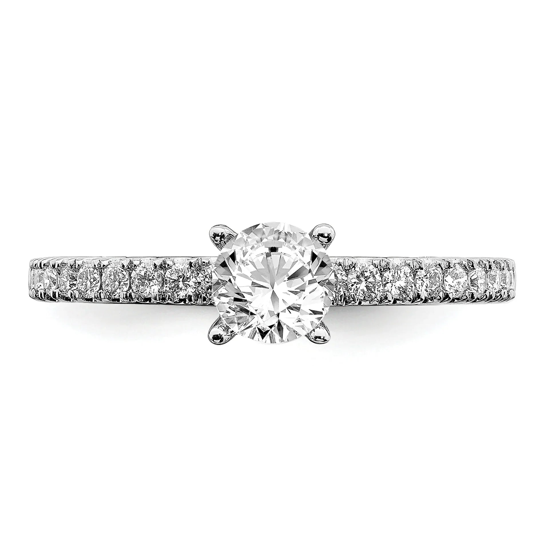 14k White Gold Lab Grown Diamond Round Engagement Ring 0.75 Ct - Fine Diamond