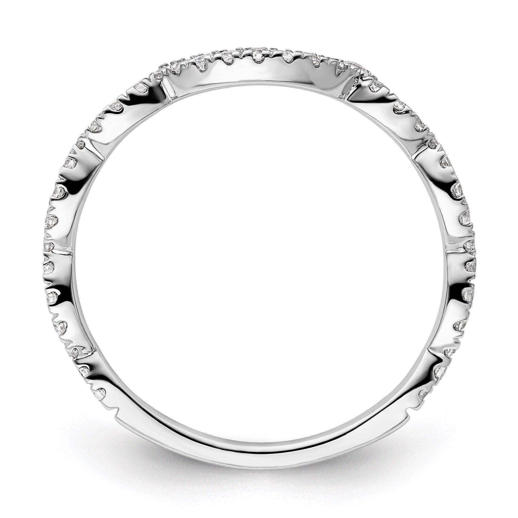 0.33 Ct Round Lab Grown Diamond Pavé 14K White Gold Curved Wedding Enhancer Band