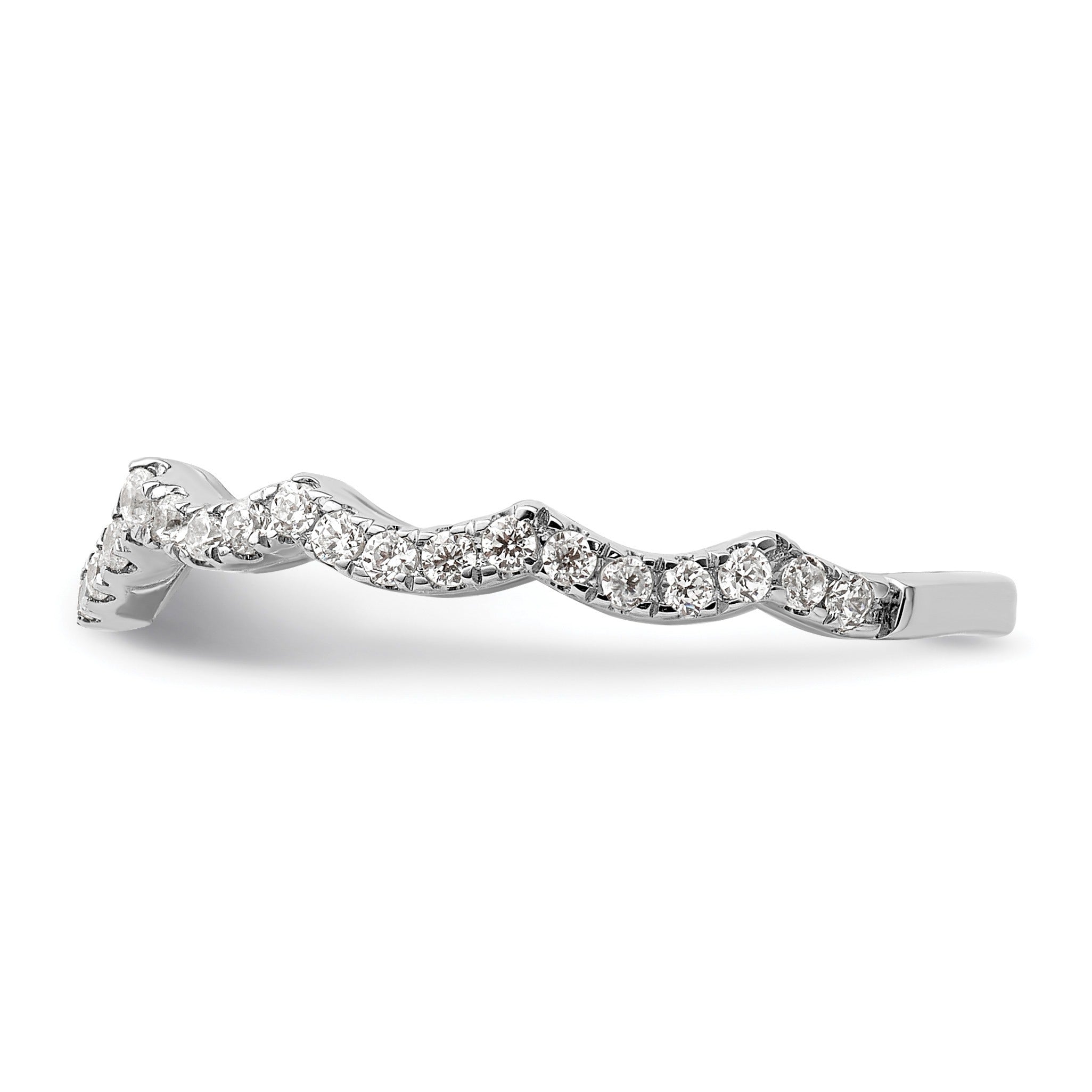 0.33 Ct Round Lab Grown Diamond Pavé 14K White Gold Curved Wedding Enhancer Band