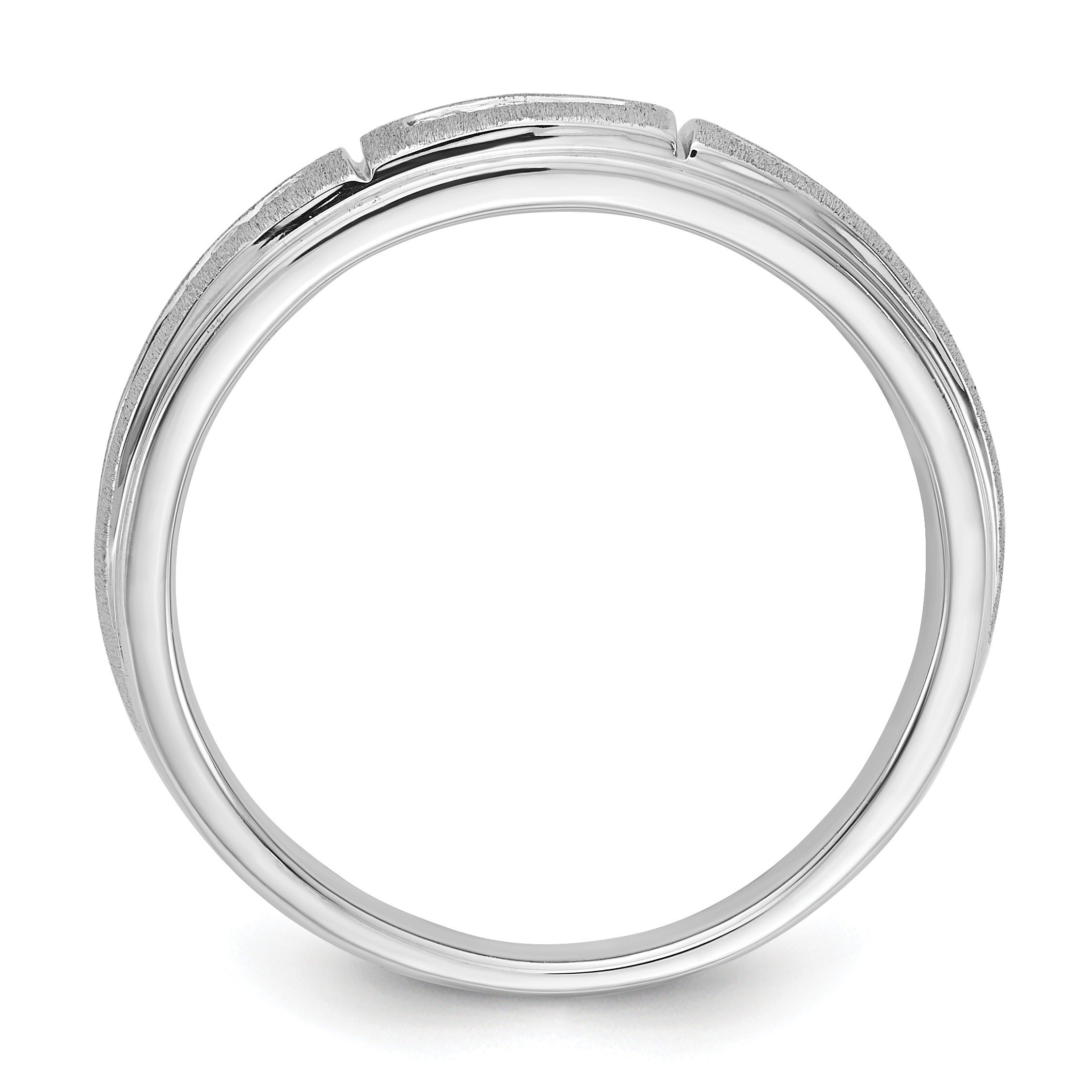 Lab Diamond Step-Edged Channel-Set Diamond Wedding Men's Ring 10k White Gold