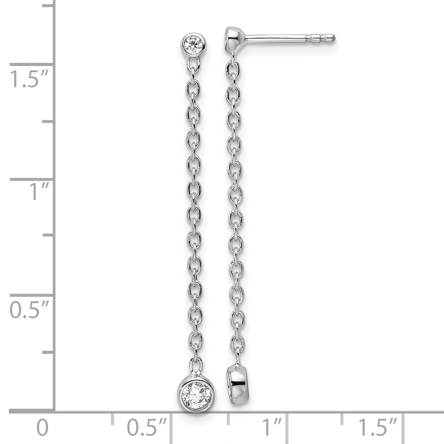 14k White Gold Lab Grown Diamond Dangle Hanging Earrings