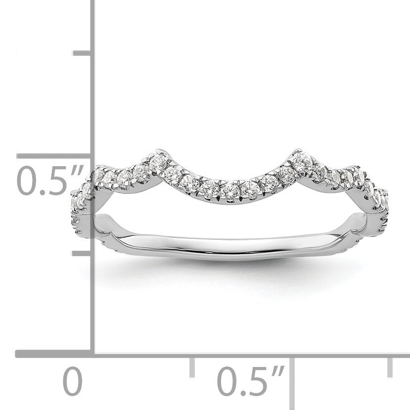 0.33 Ct Round Lab Grown Diamond Pavé 14K White Gold Curved Wedding Enhancer Band