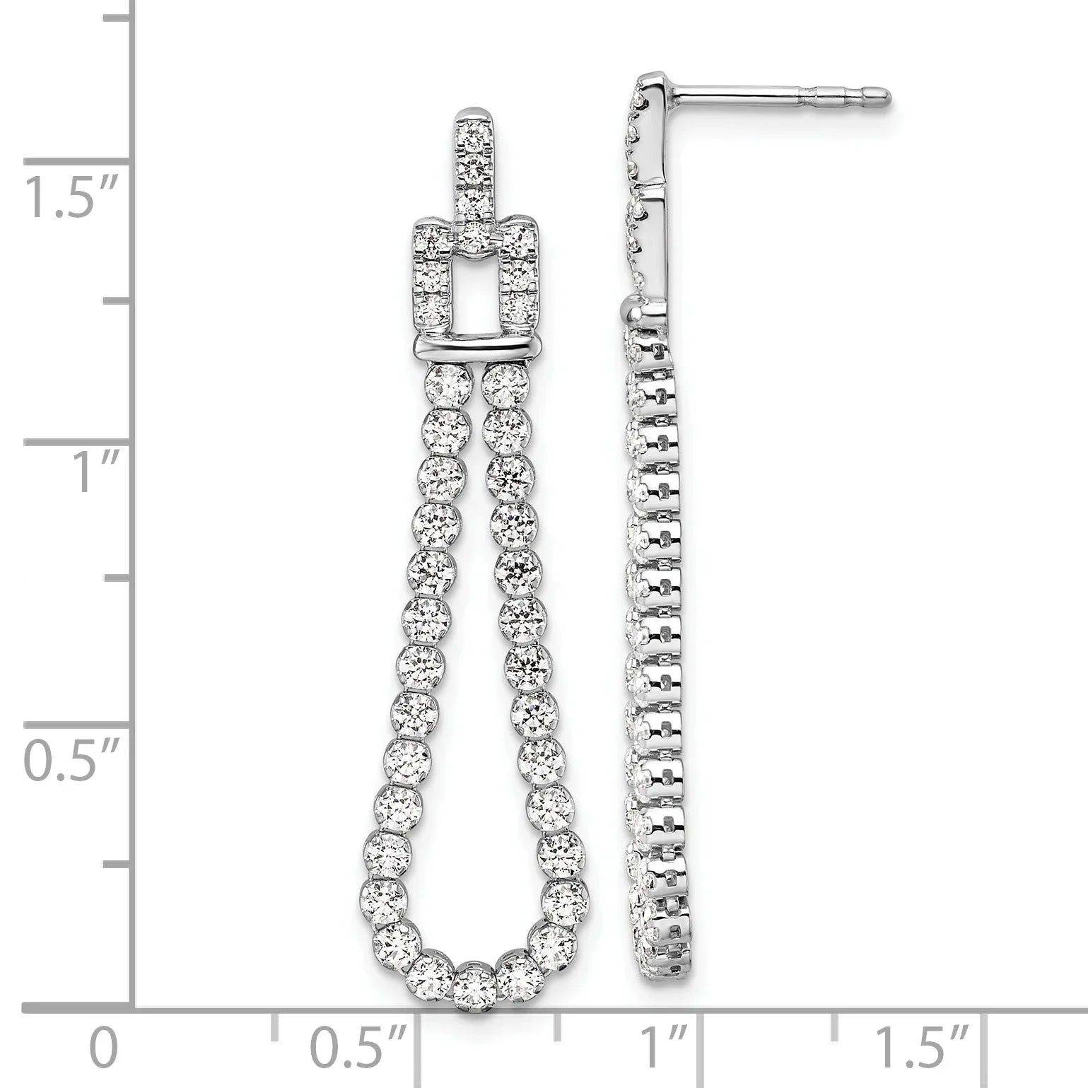 14k White Gold Lab Grown Diamond Dangle Loop Earrings - Fine Diamond