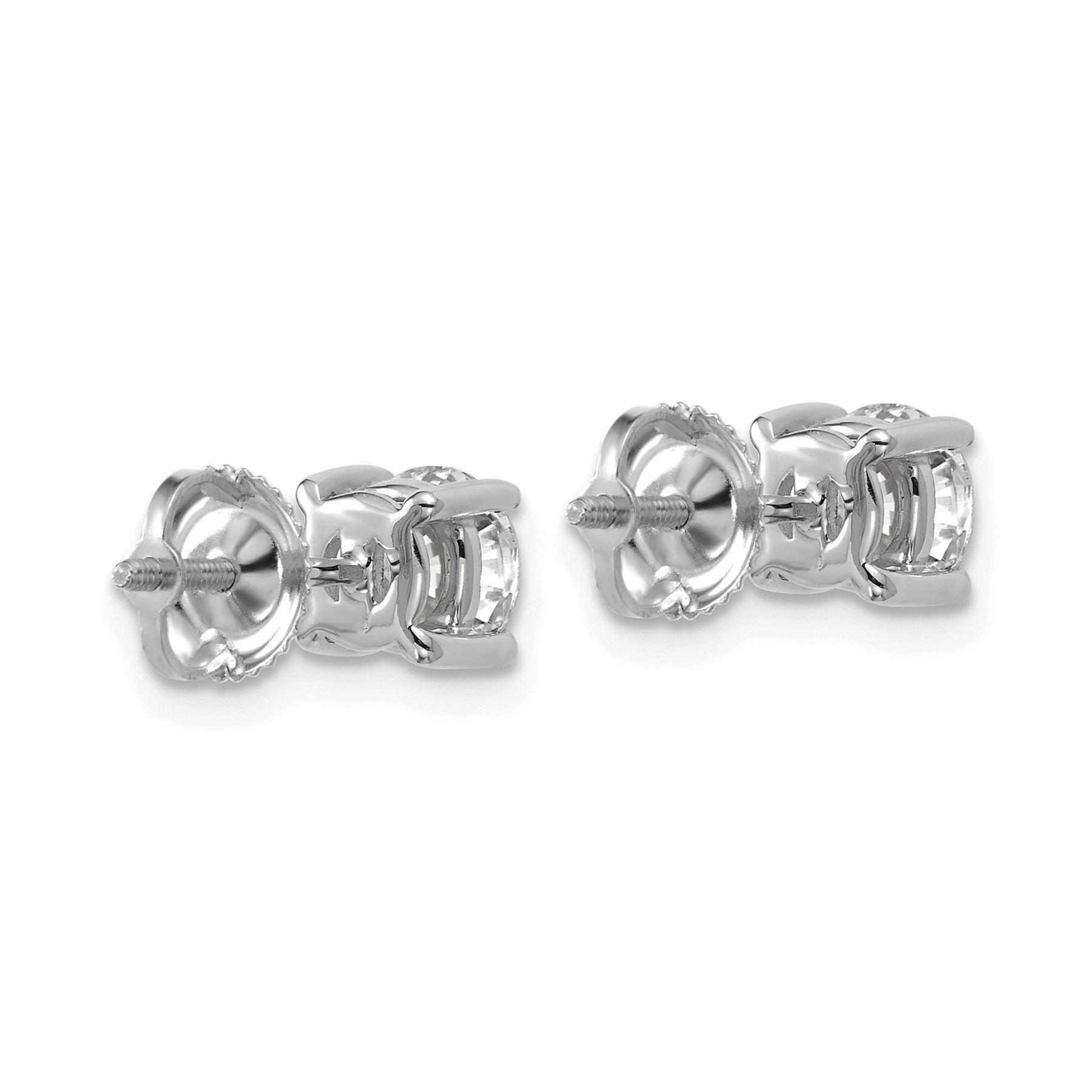 14K White Gold Round Lab Grown Diamond Stud Earrings