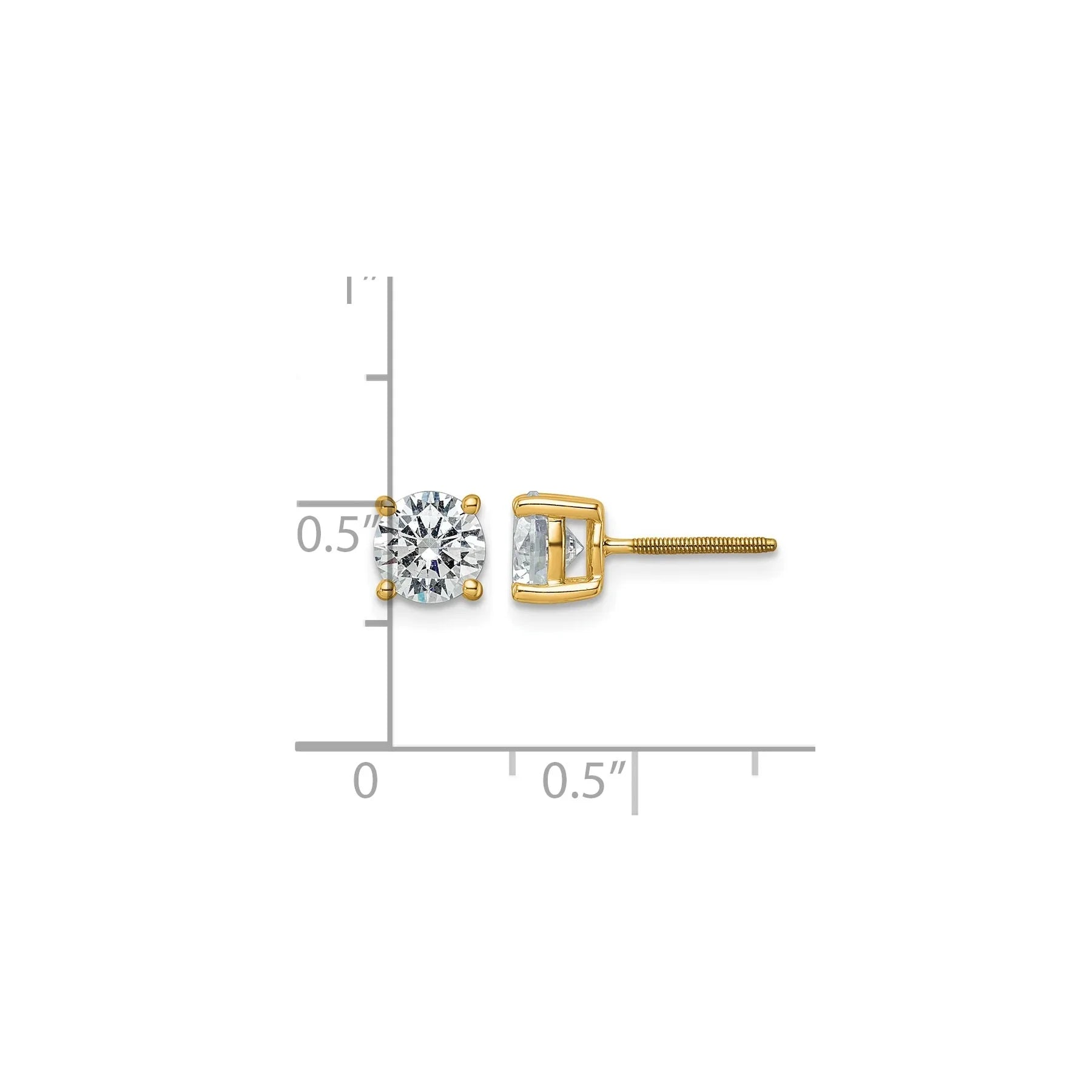 14k Yellow Gold Lab Grown Diamond Screwback Heavyweight Stud Earrings - Fine Diamond