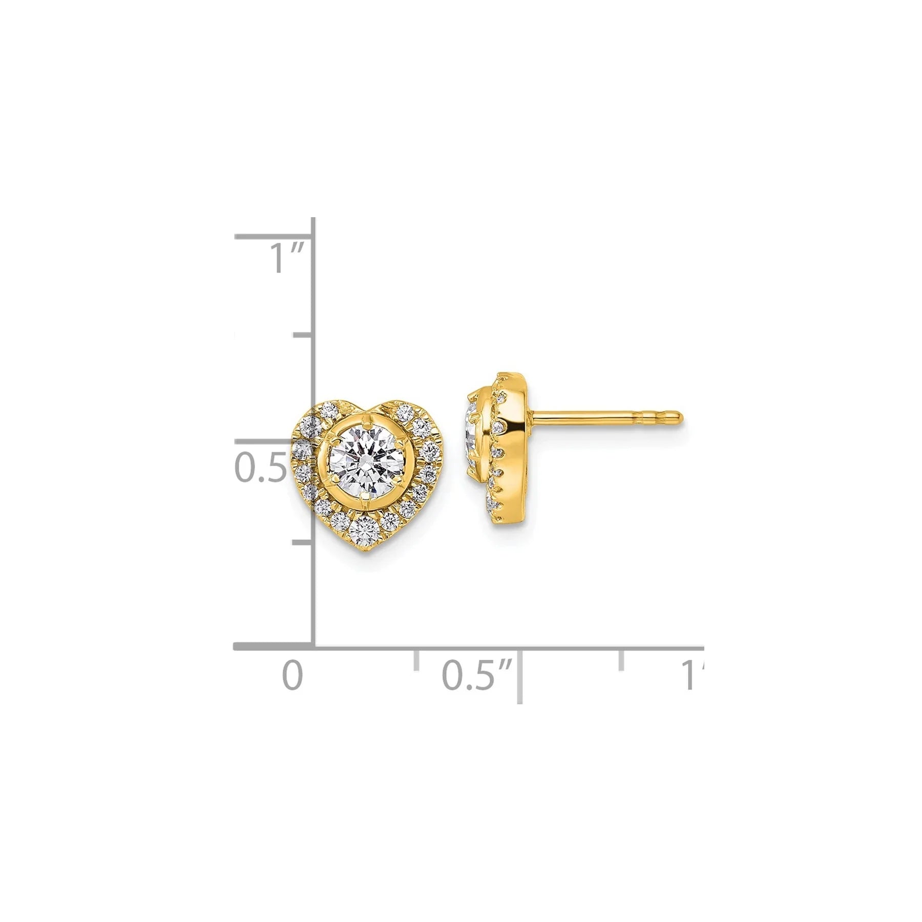 14K Gold Lab Grown Diamond Heart Stud Earrings - Fine Diamond