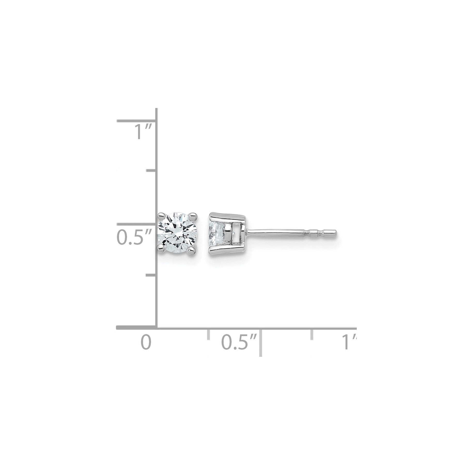14K White Gold Round Lab Grown Diamond Stud Earrings