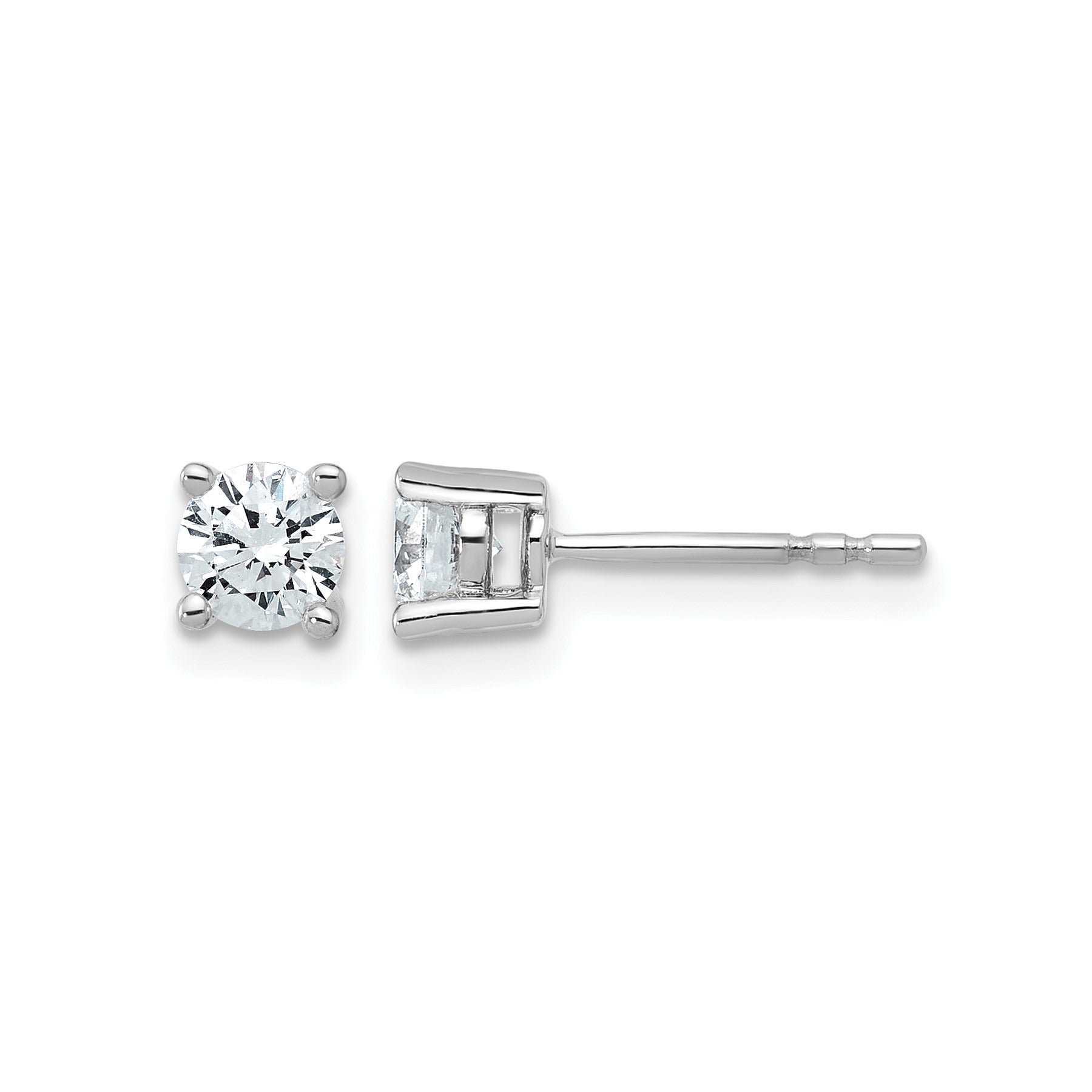 14K White Gold Round Lab Grown Diamond Stud Earrings
