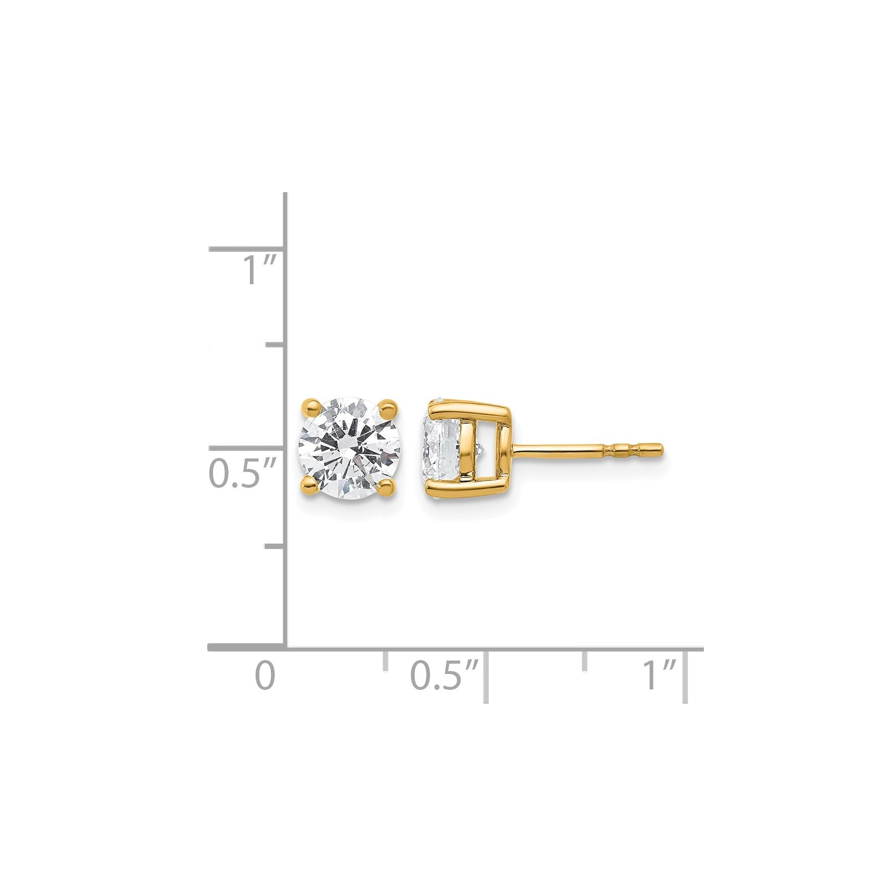 14K Yellow Gold Lab Grown Round Diamond Stud Earrings