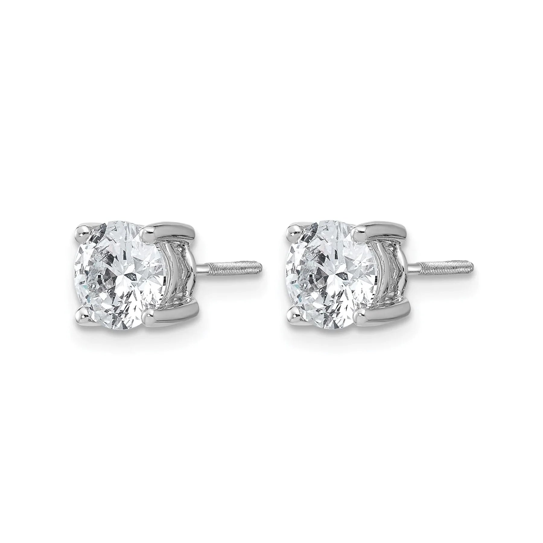 14k White Gold Lab Grown Diamond Four Prong Stud Earrings - Fine Diamond