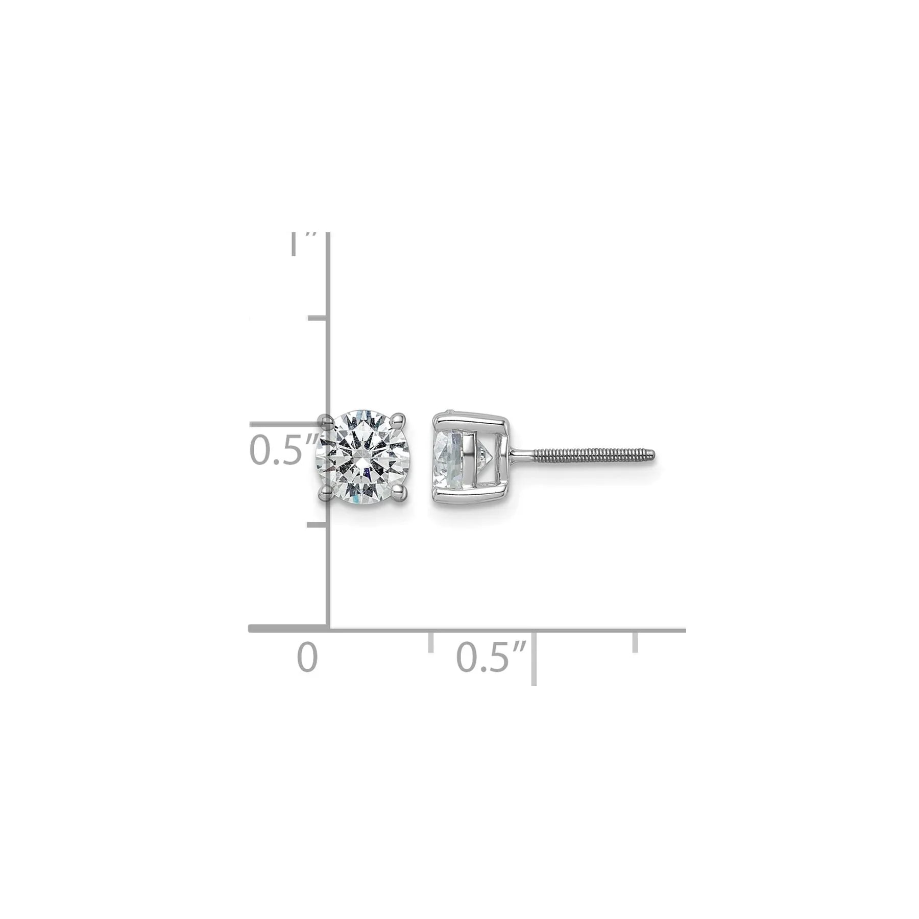 14k White Gold Lab Grown Diamond Four Prong Stud Earrings - Fine Diamond