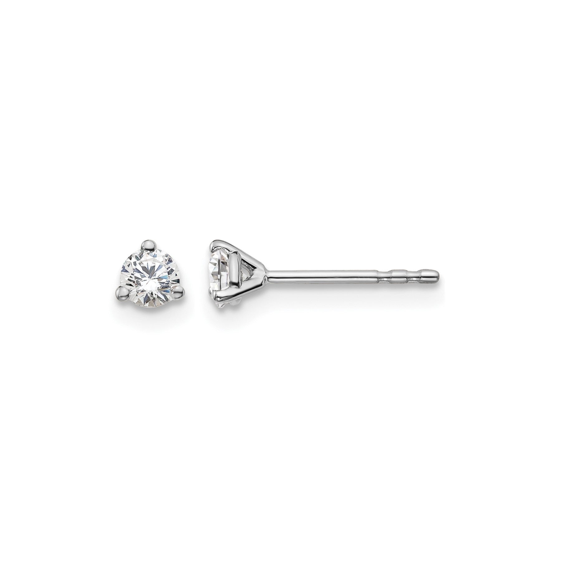 14K White Gold Round Lab Grown Diamond Stud Earrings