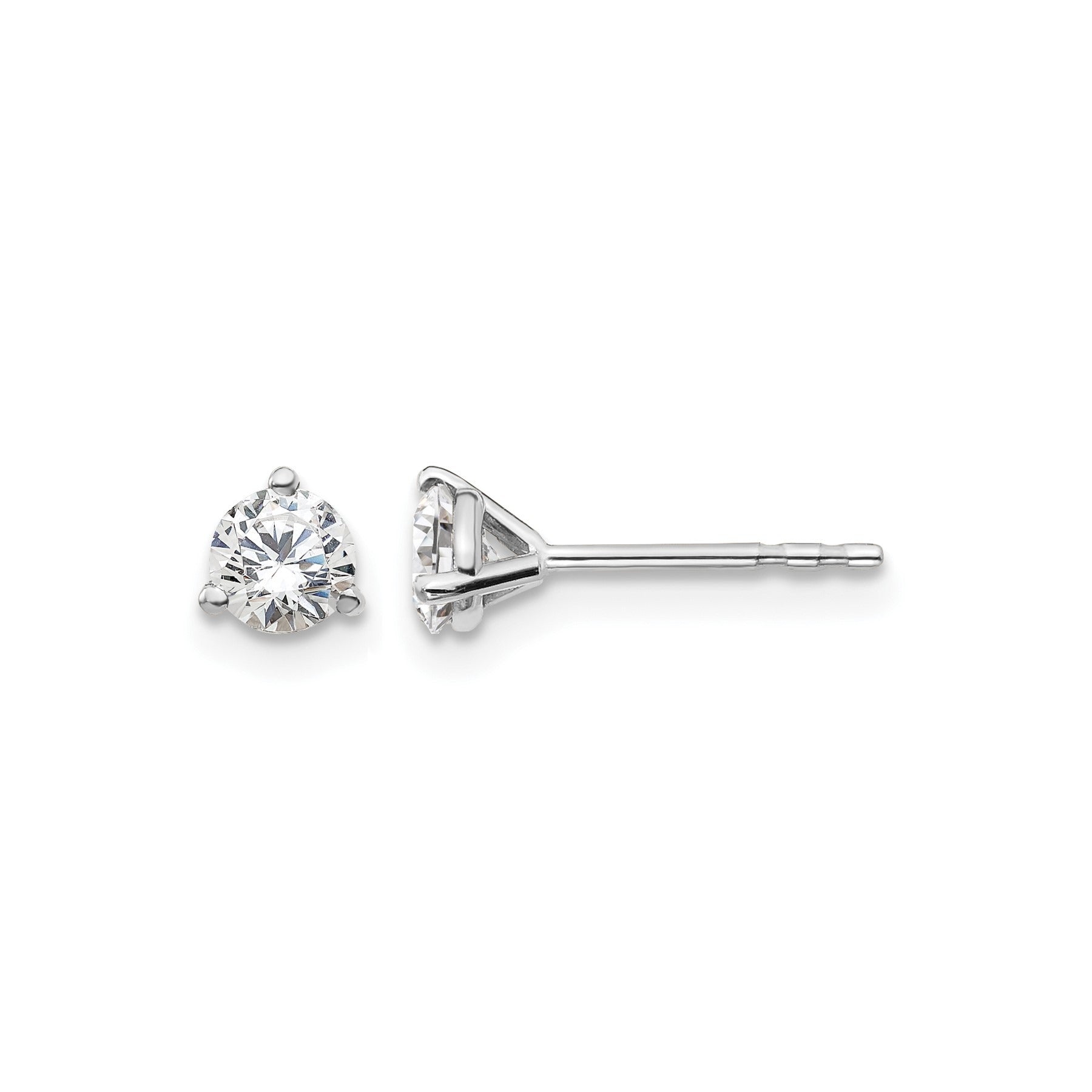 14K White Gold Lab Diamond Round Shaped Stud Earrings