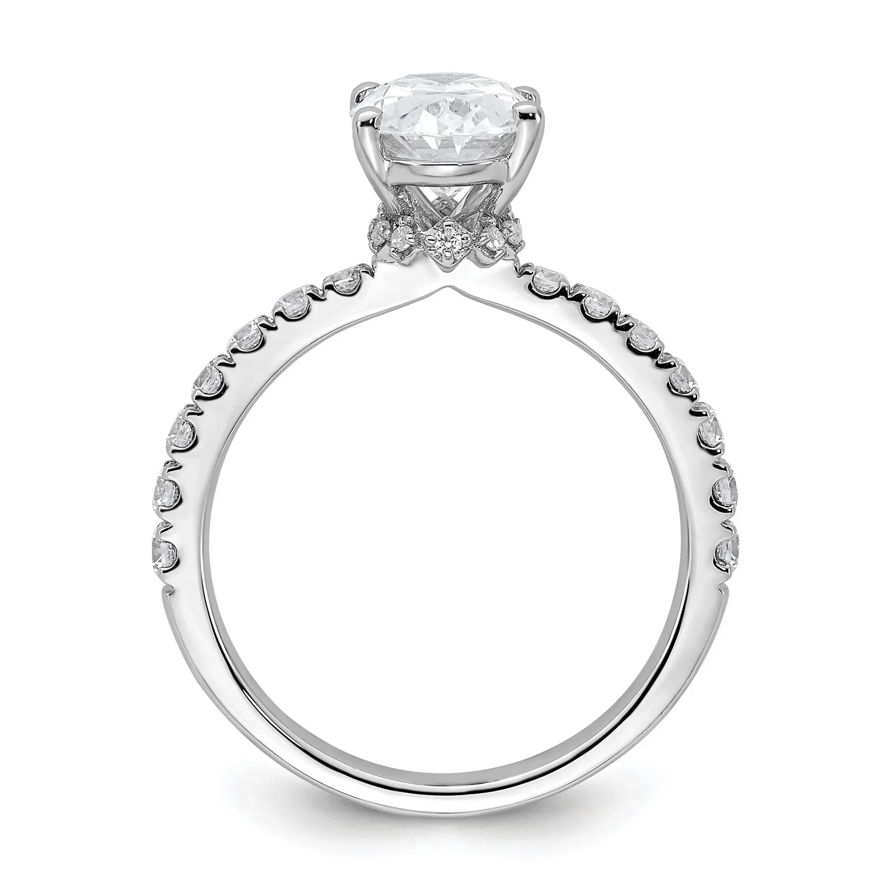 14K White Gold Lab Grown Diamond Oval Engagement Ring - Fine Diamond