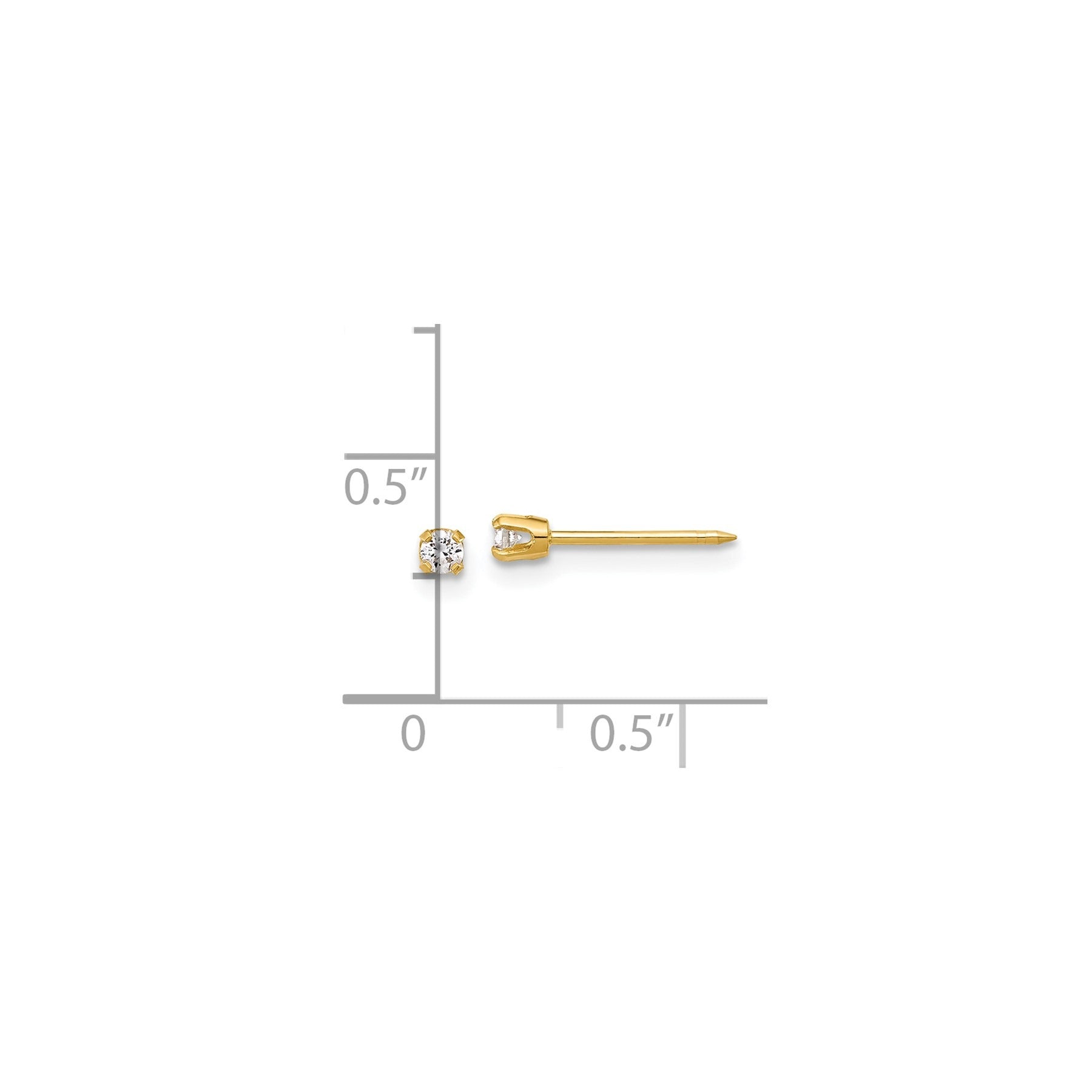 14k Yellow Gold Lab Grown Diamond Studs Post Piercing Earrings