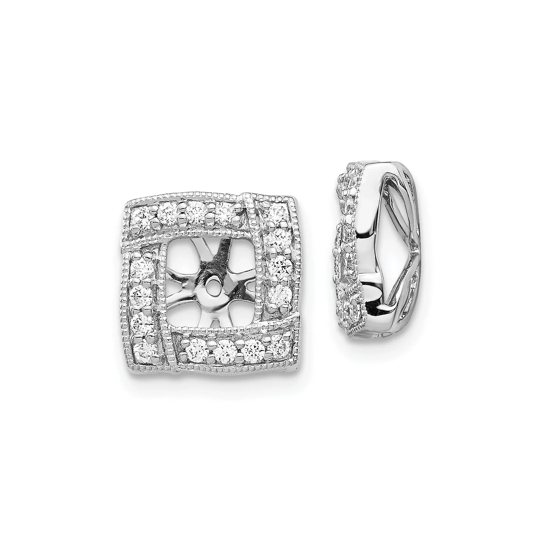 14k White Gold Lab Grown Diamond Earring Jacket - Fine Diamond