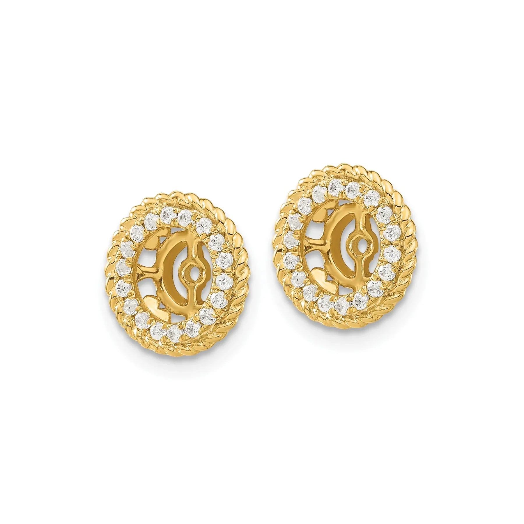 14K Yellow Gold Lab Grown Diamond Earring Jackets - Fine Diamond