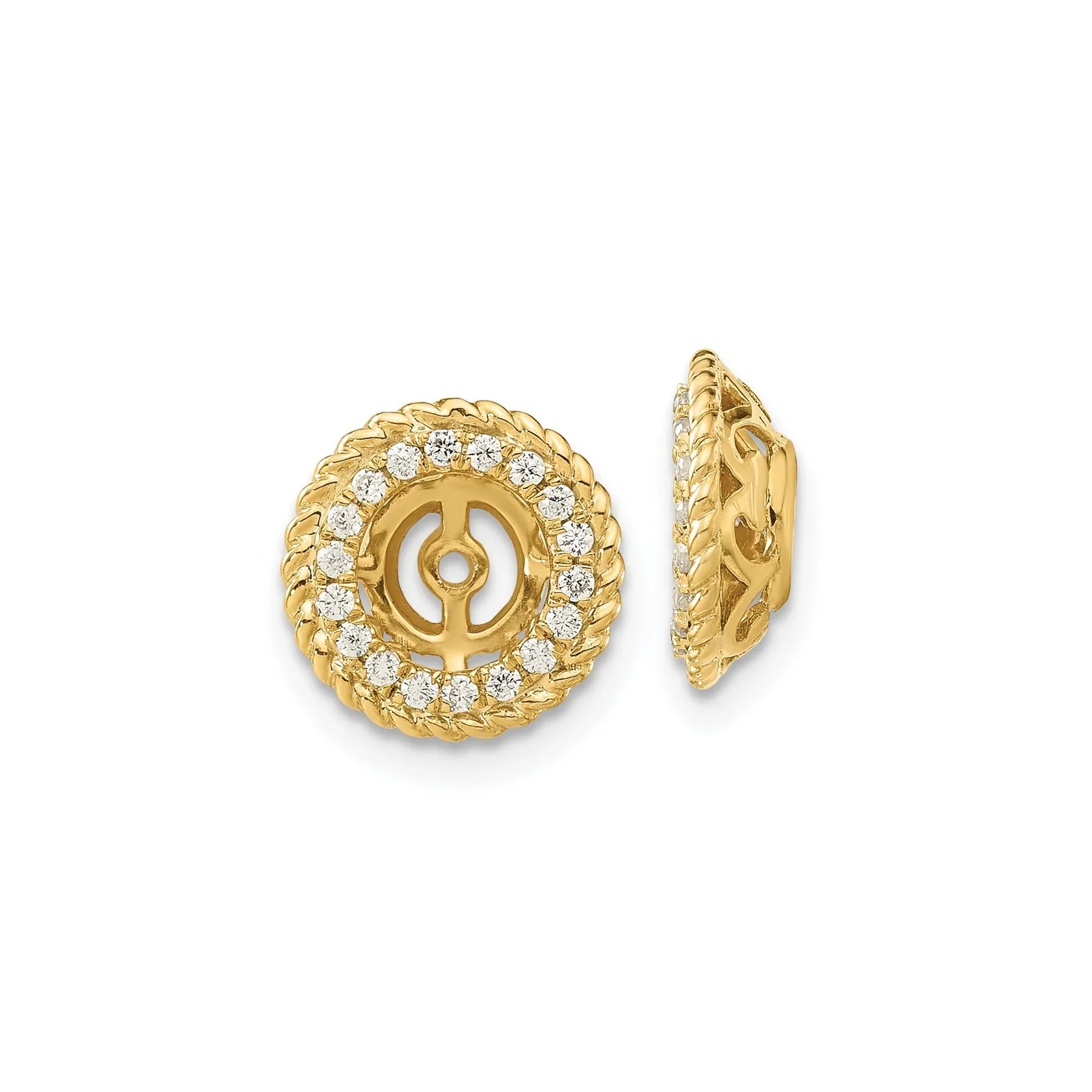 14K Yellow Gold Lab Grown Diamond Earring Jackets - Fine Diamond