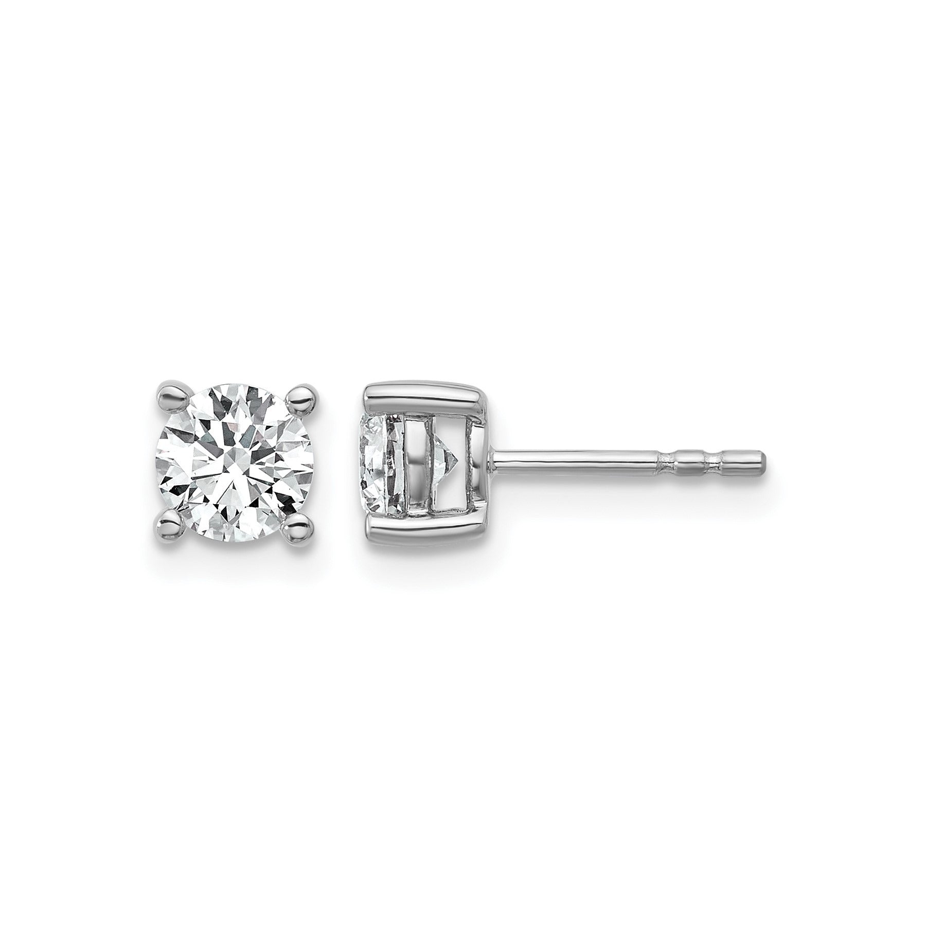 14K White Gold Round Shape Lab Diamond Stud Earrings