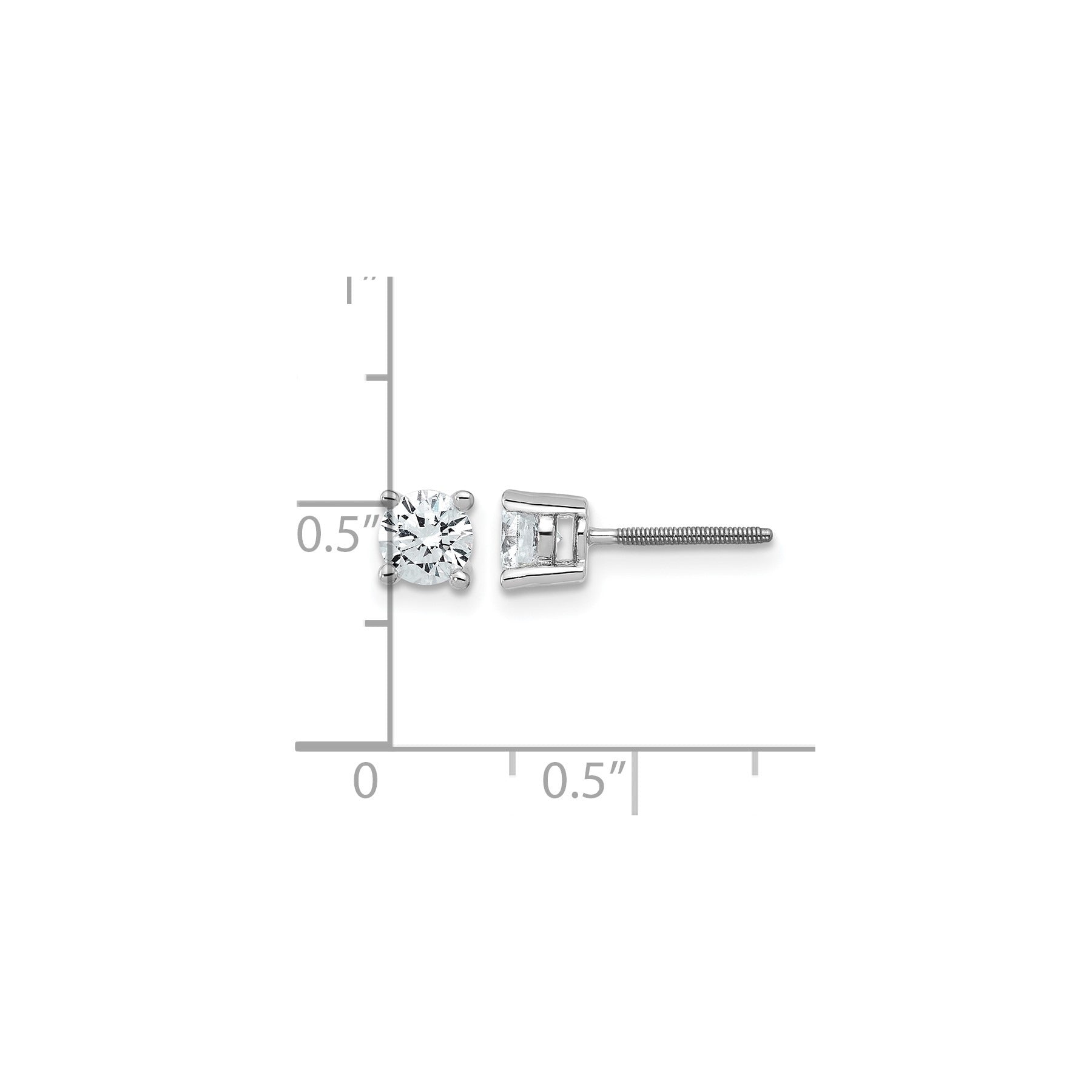 14K White Gold Lab Grown Round Shaped Diamond Stud Earrings