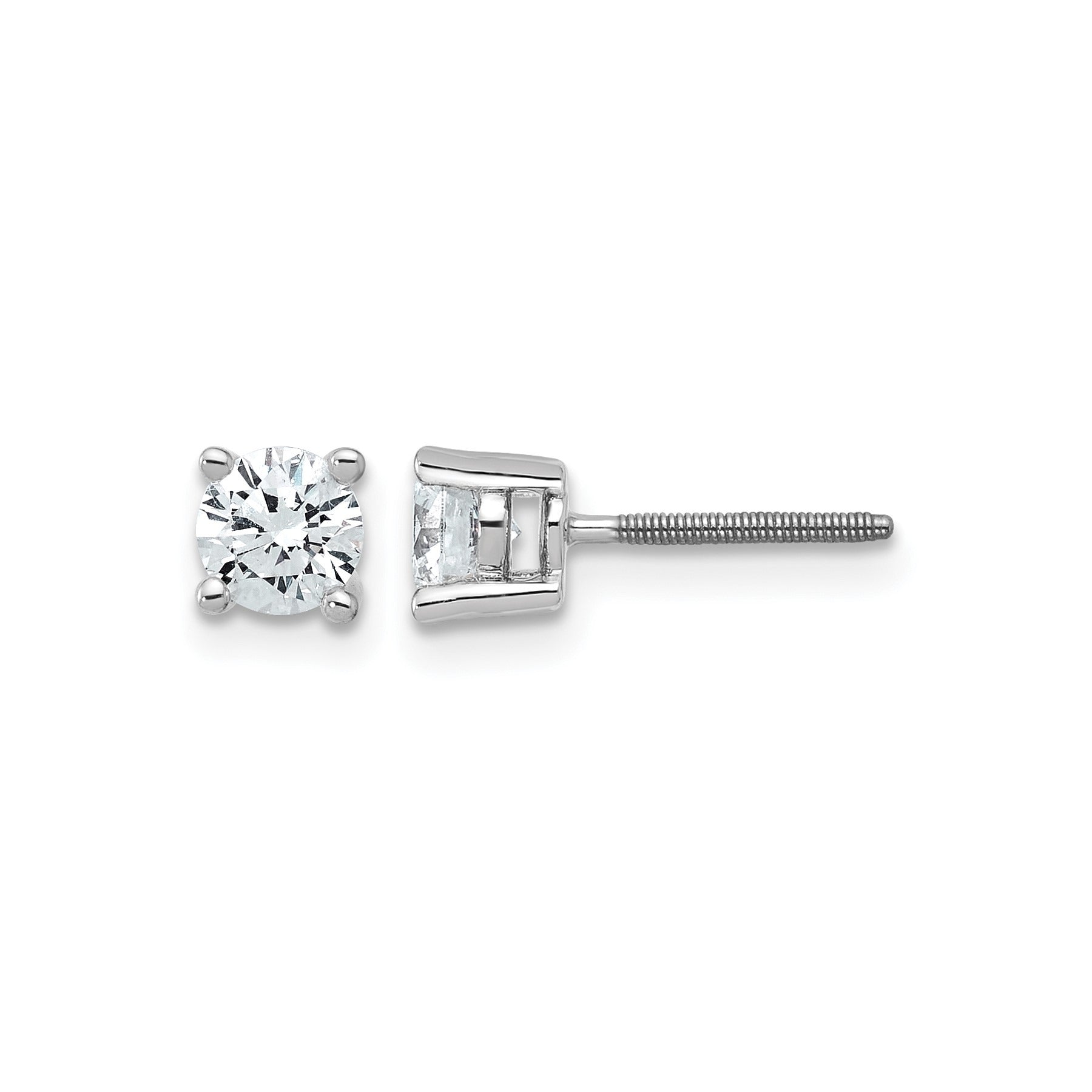 14K White Gold Lab Grown Round Shaped Diamond Stud Earrings