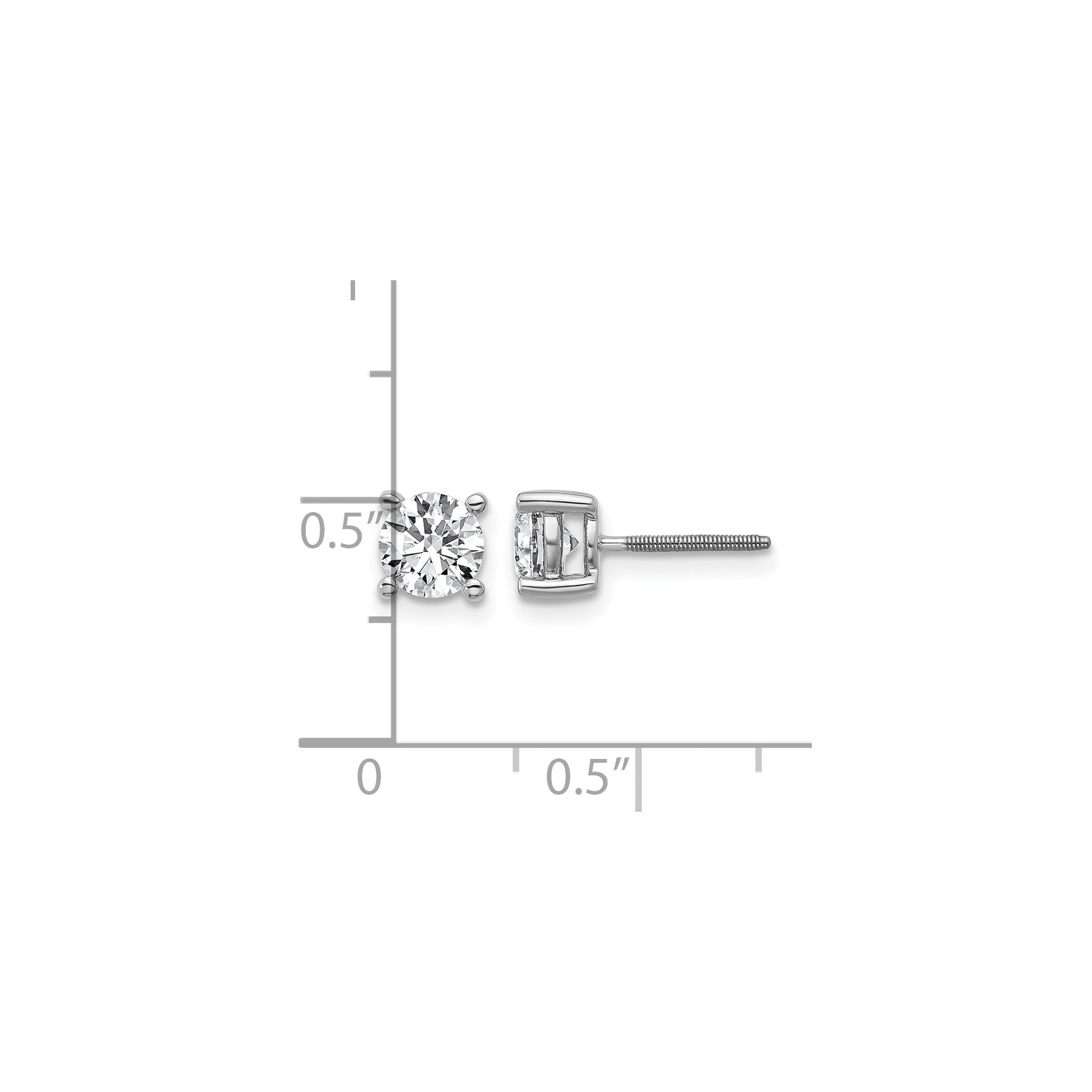 14K White Gold Lab Grown Diamond Round Shaped Stud Earrings