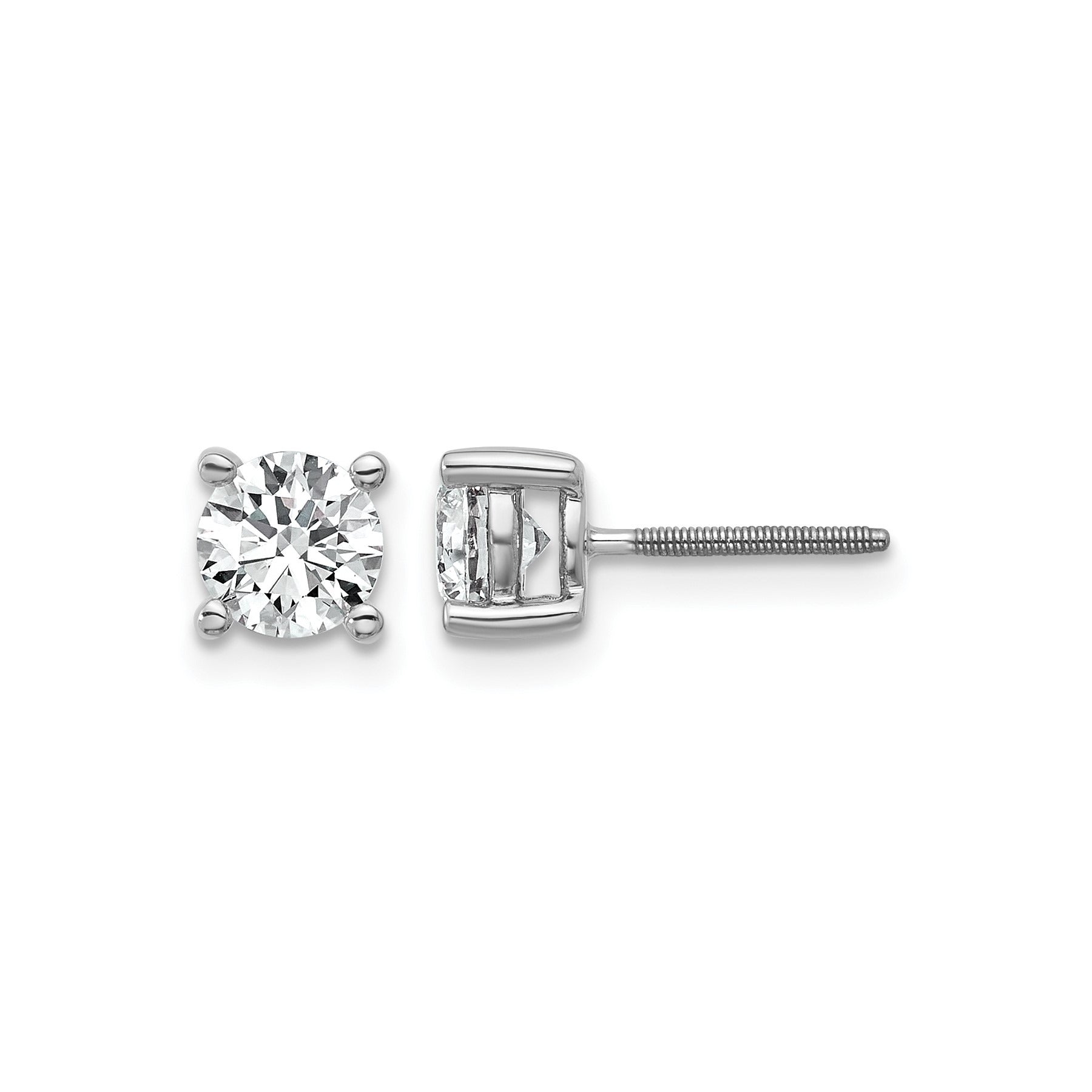 14K White Gold Lab Grown Diamond Round Shaped Stud Earrings