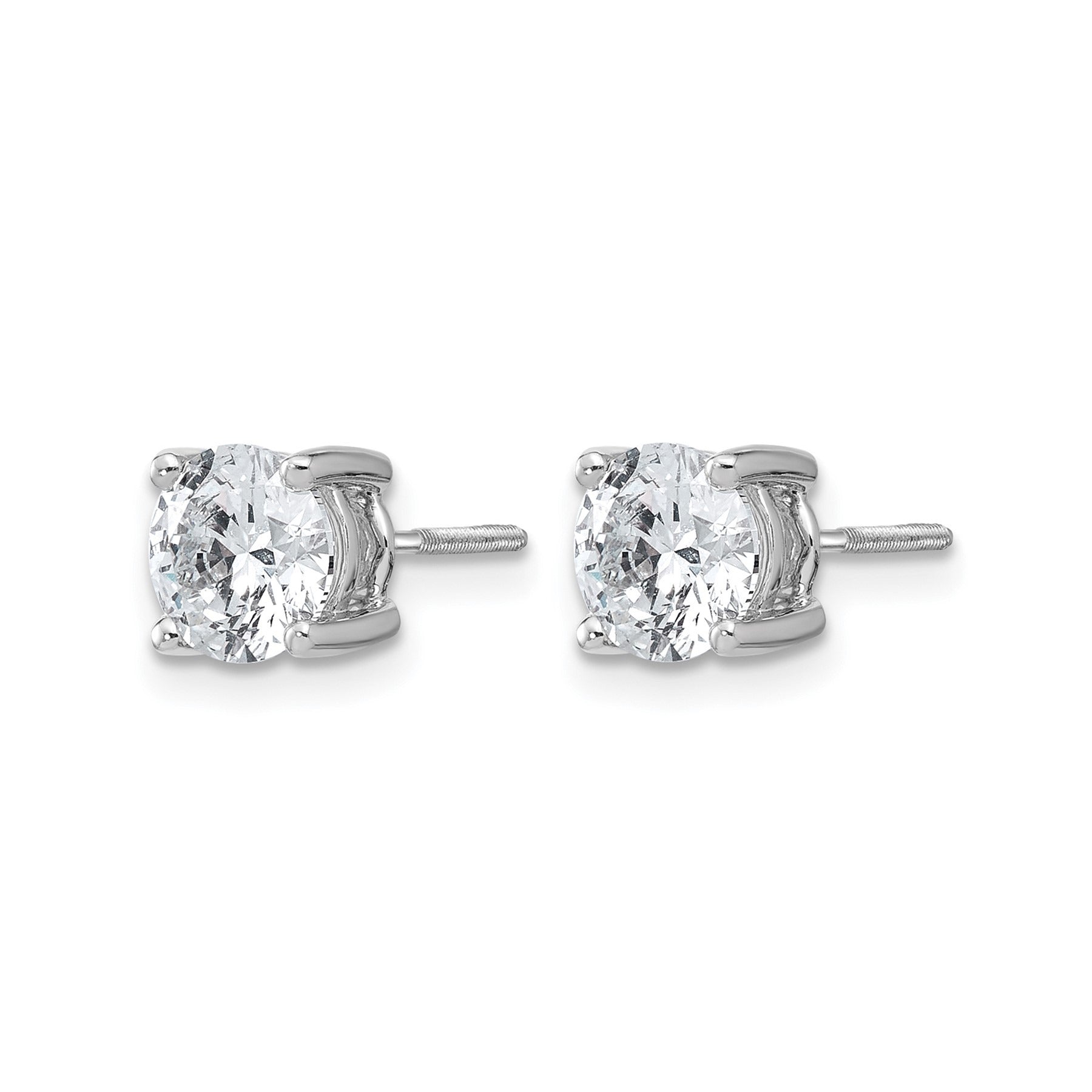 14k White Gold Lab Grown Diamond Four Prong Stud Earrings 2.5 Ct