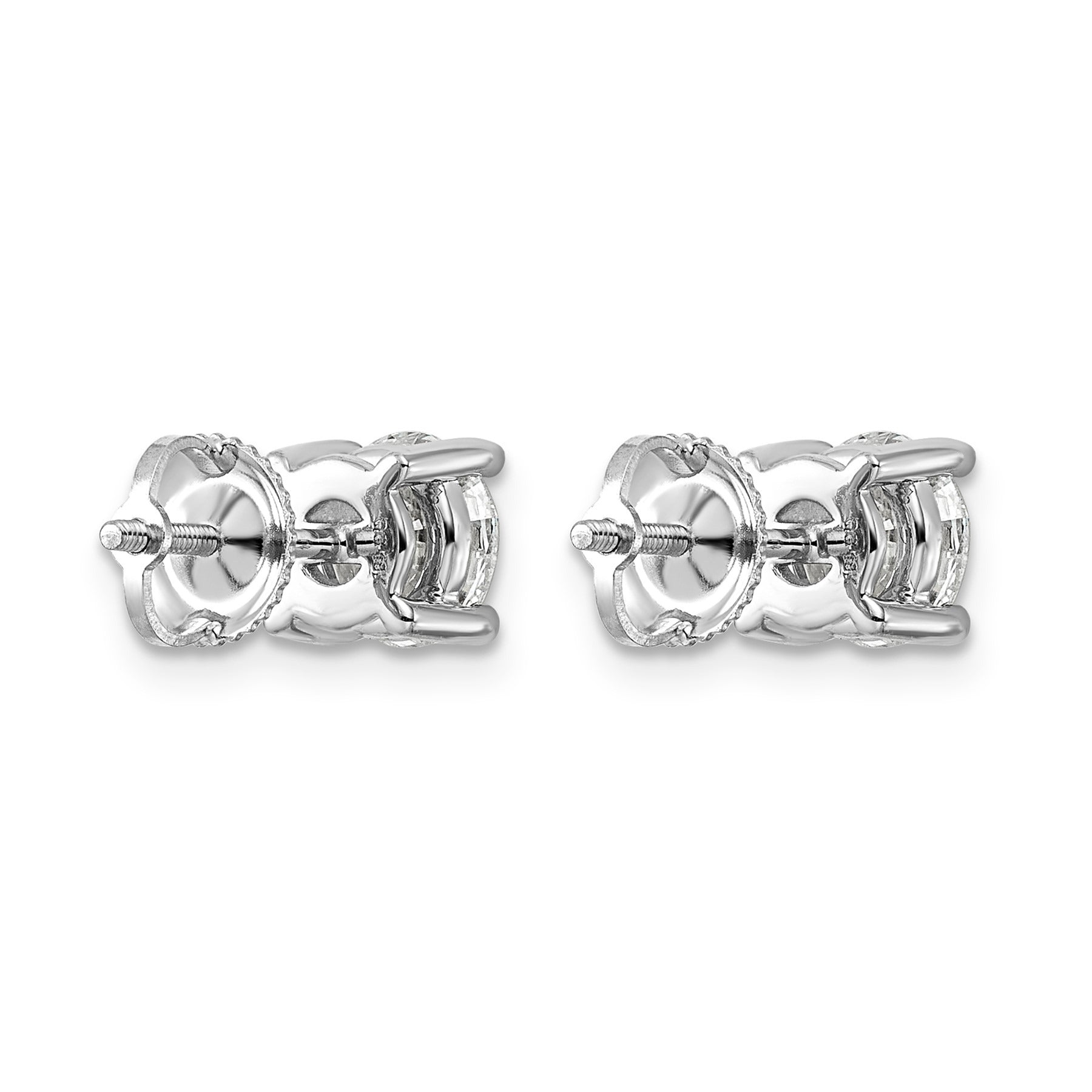 14k White Gold Lab Grown Diamond Four Prong Stud Earrings 2.5 Ct