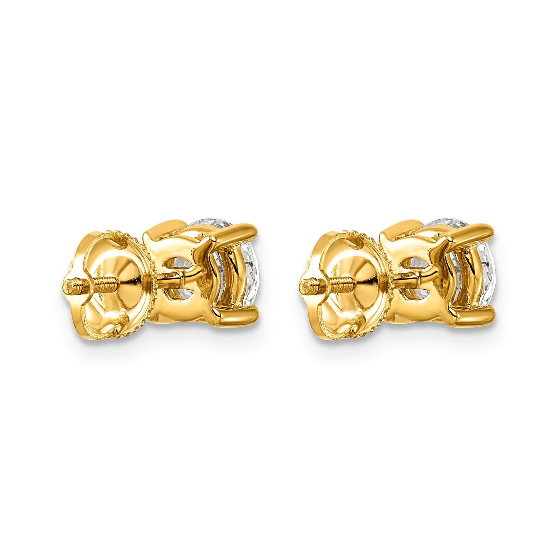 14k Yellow Gold Lab Grown Diamond Screwback Stud Earrings 0.50 Ct