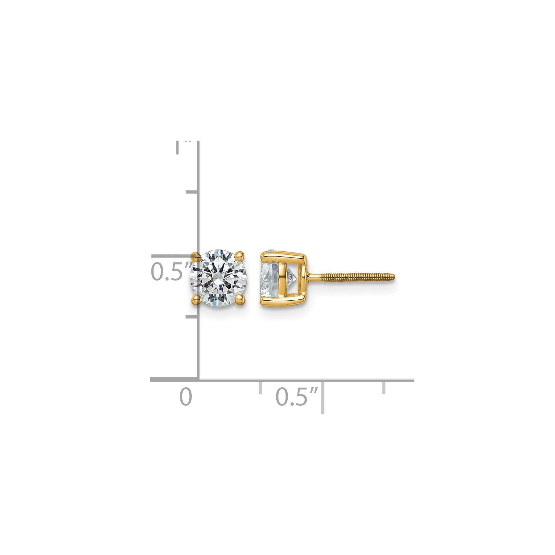 14k Yellow Gold Lab Grown Diamond Four Prong Studs 2.5 Ct
