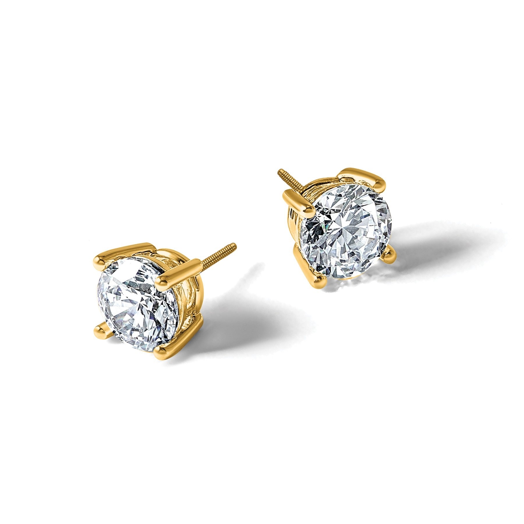 14k Yellow Gold Lab Grown Diamond Screwback Stud Earrings 0.50 Ct